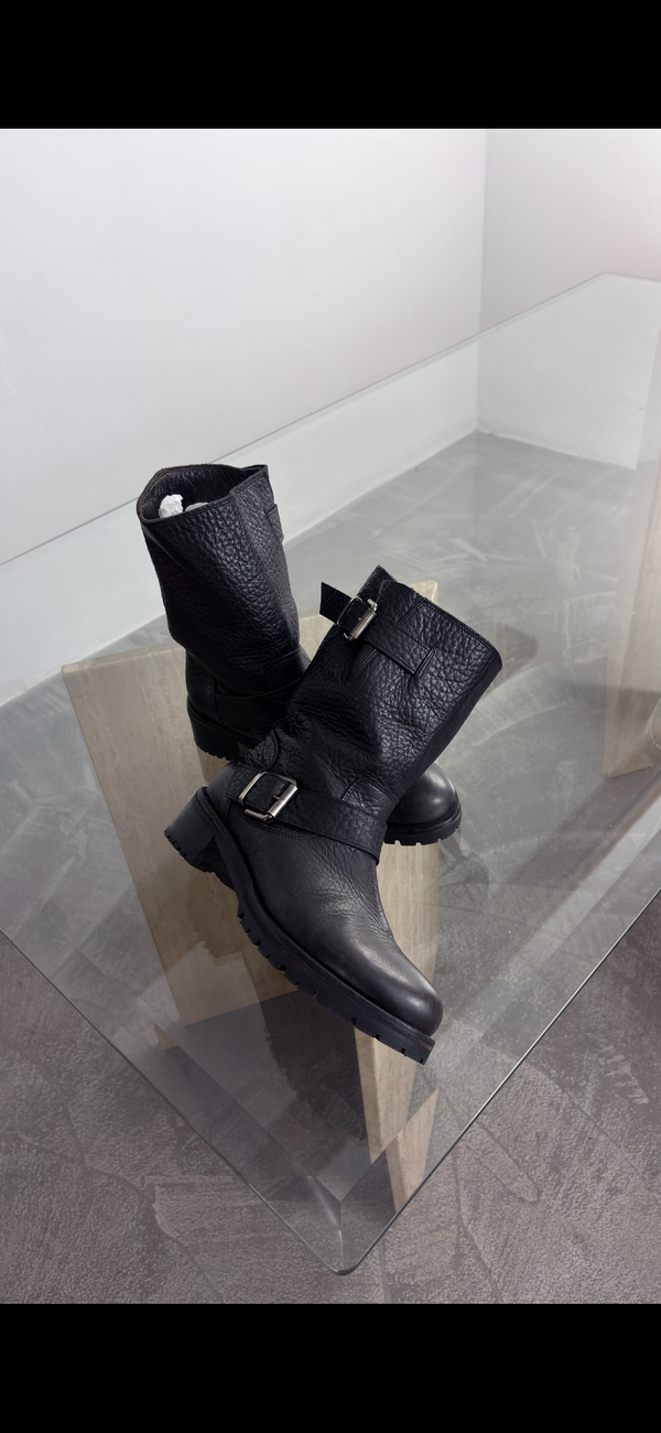 Genuine leather biker boots