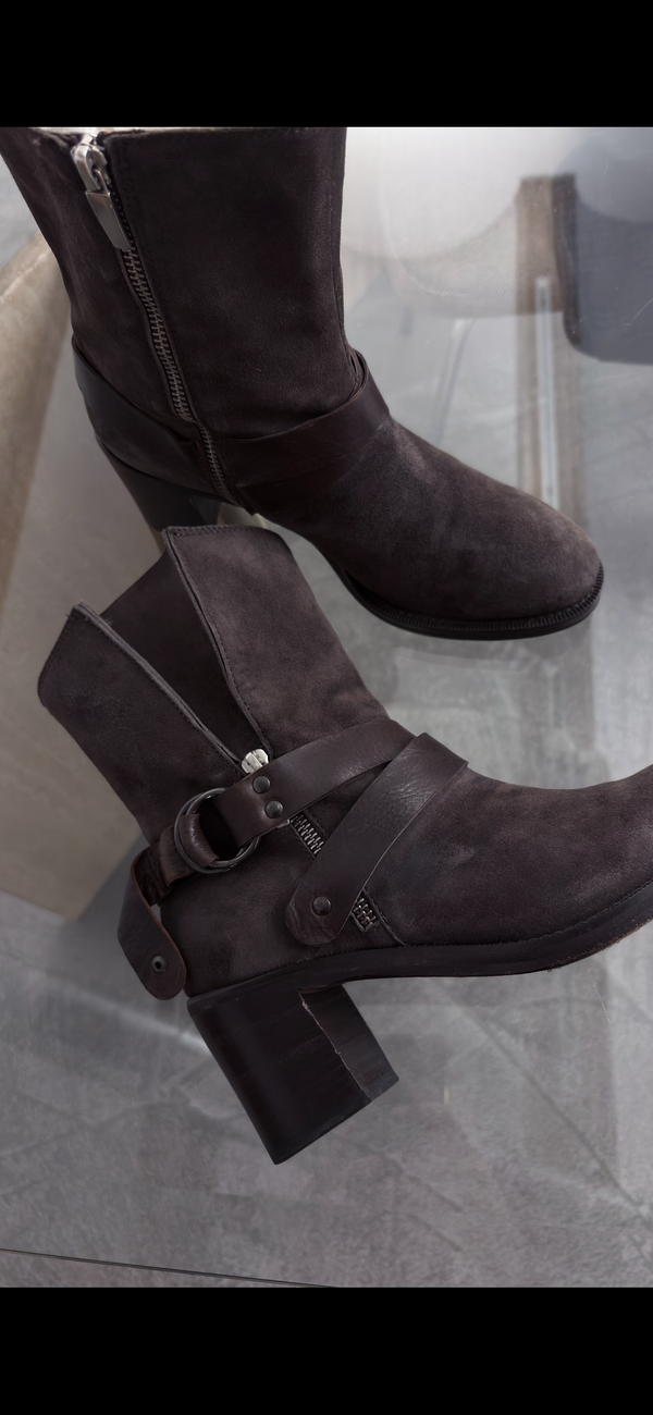 Brown suede ankle boots