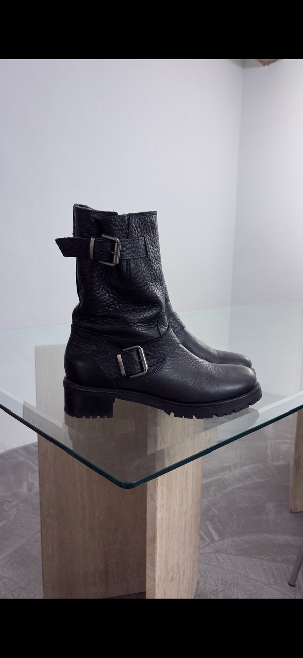 Genuine leather biker boots