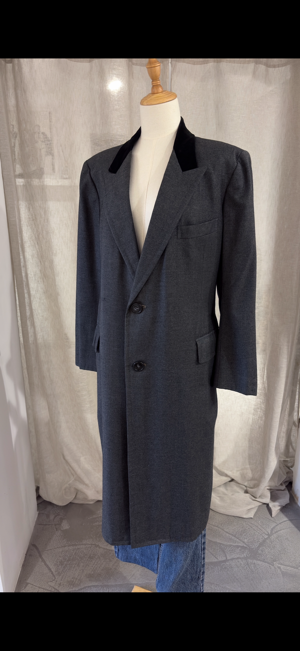 Long vintage grey wool cashmere coat