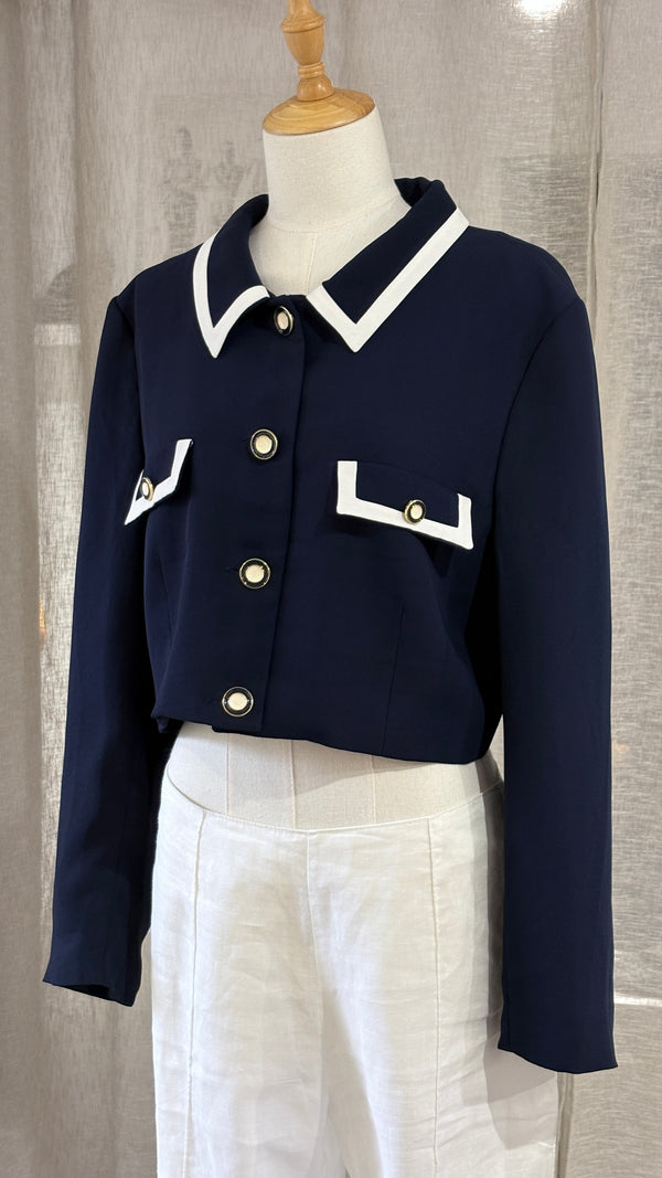 Cropped vintage blazer navy style