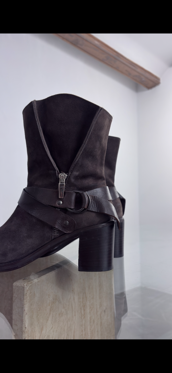 Brown suede ankle boots