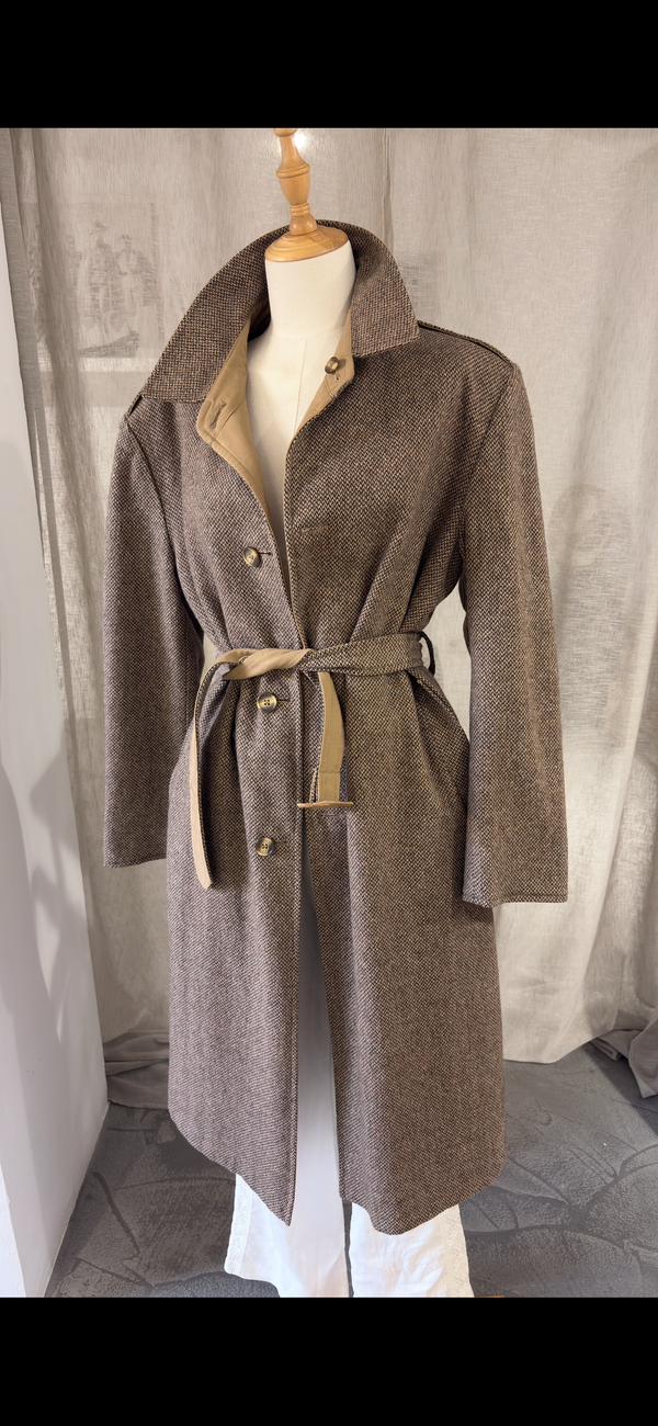 Reversible wool and trench coat