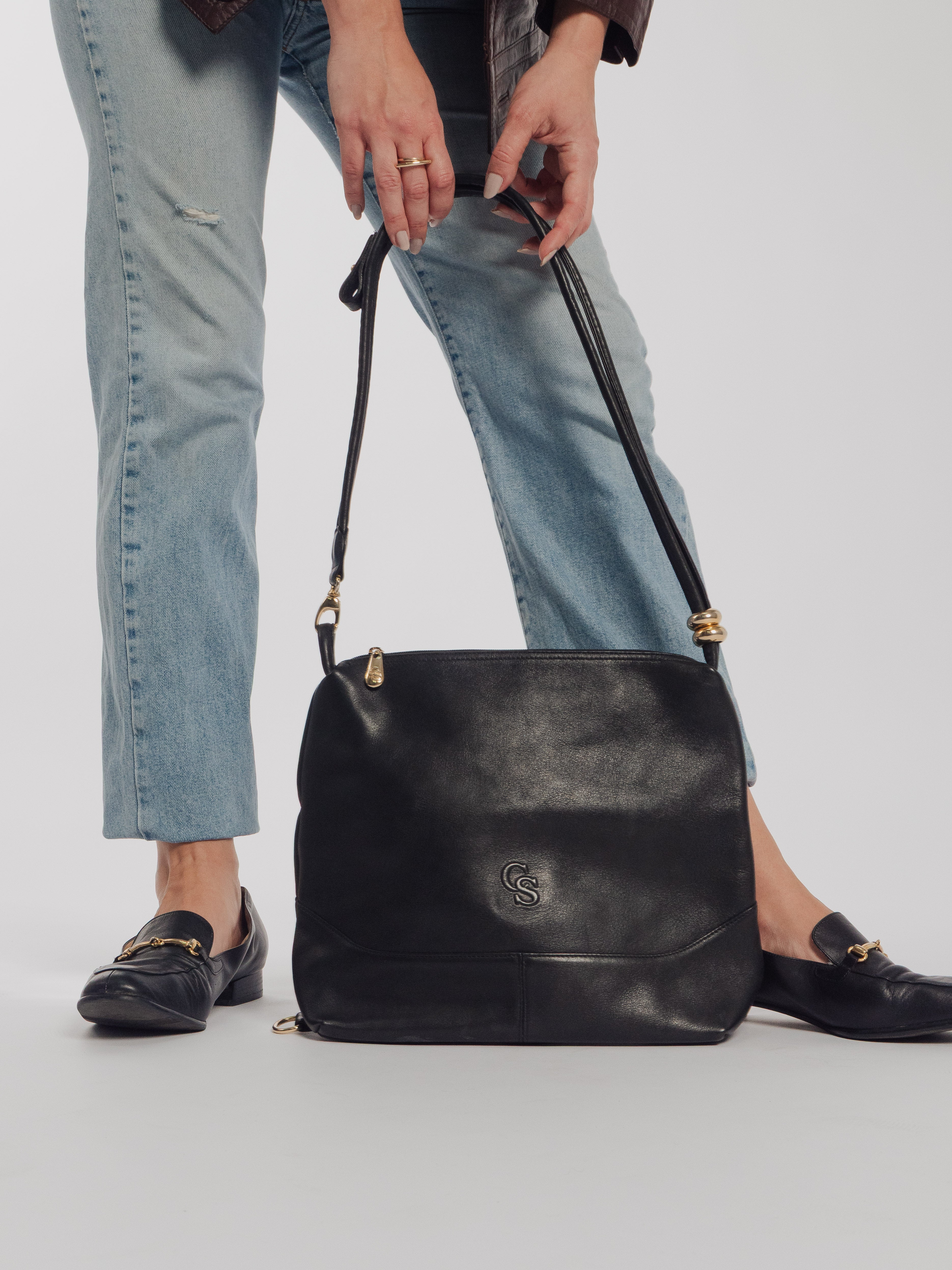 Carla Sade Black Leather Bag