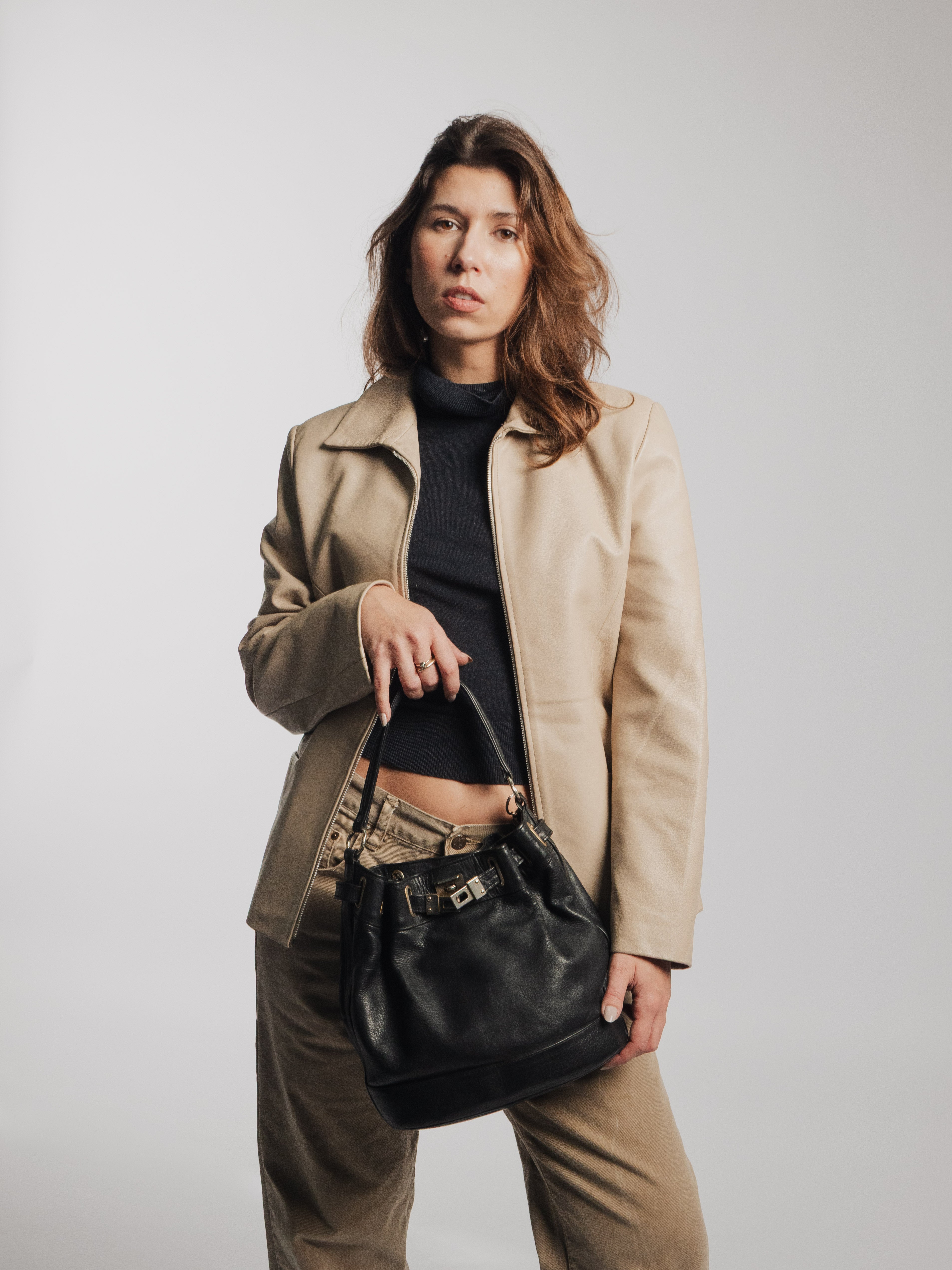 Beige Leather Jacket