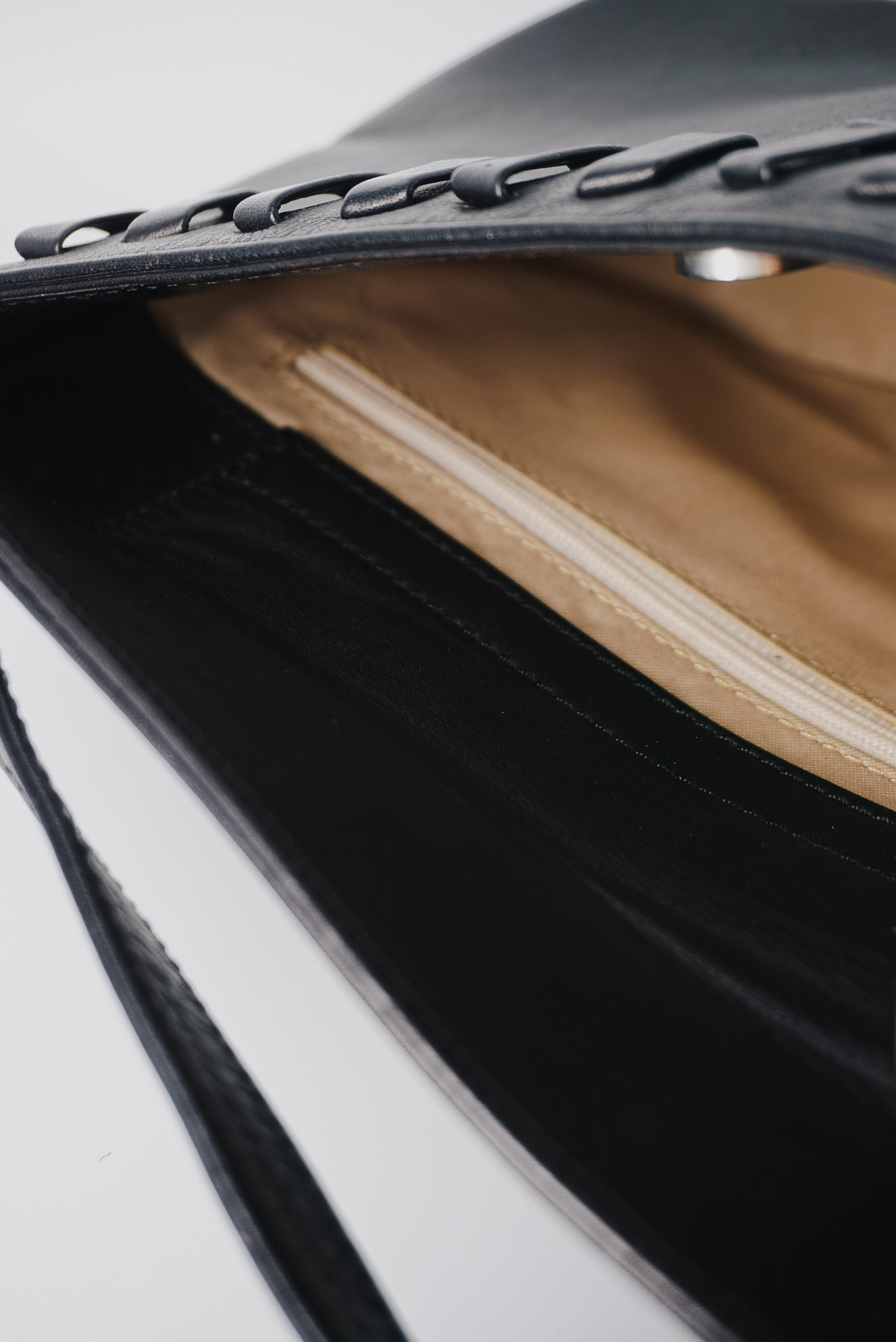 Black Leather Baguette Bag