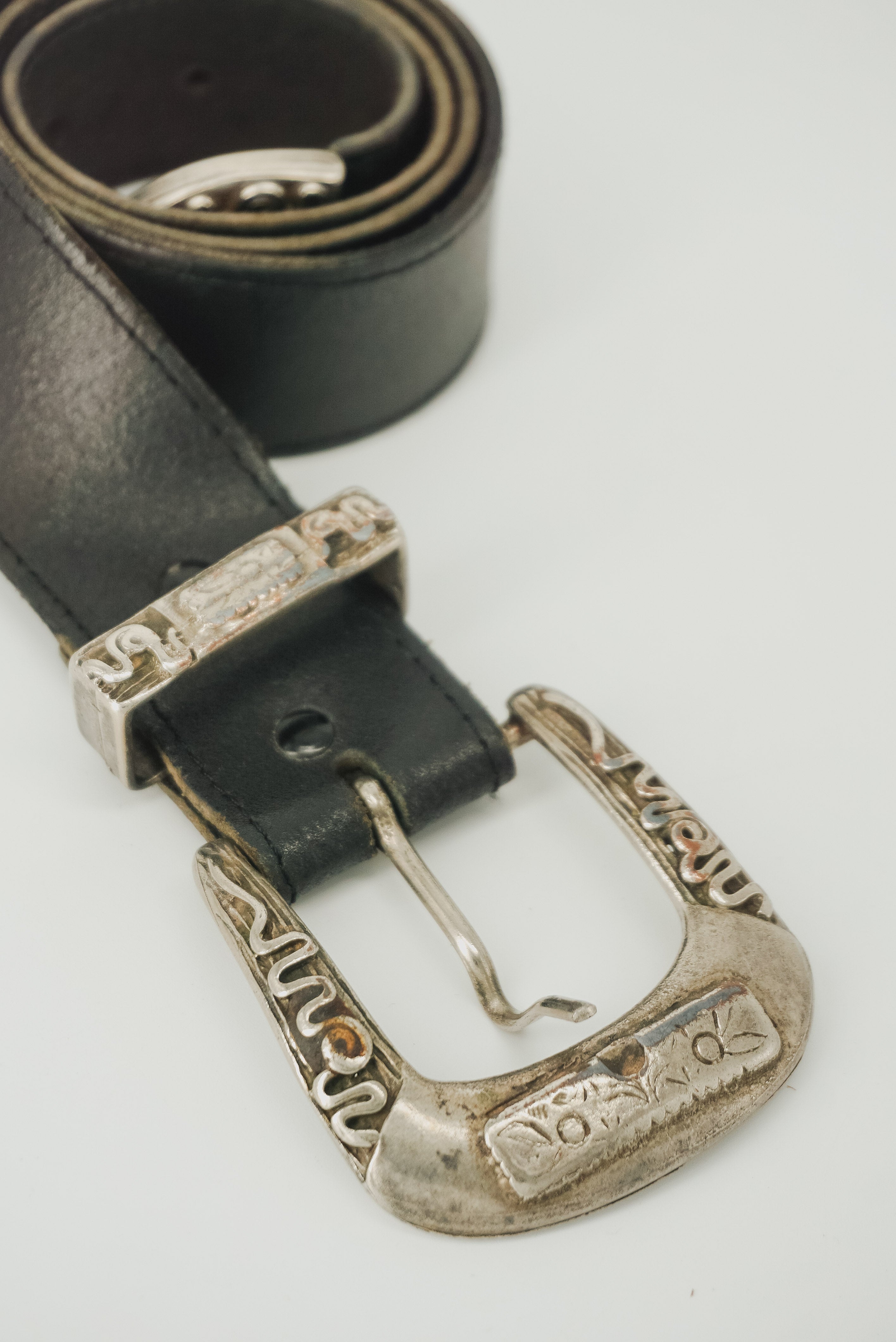 Black Cowboy Leather Belt