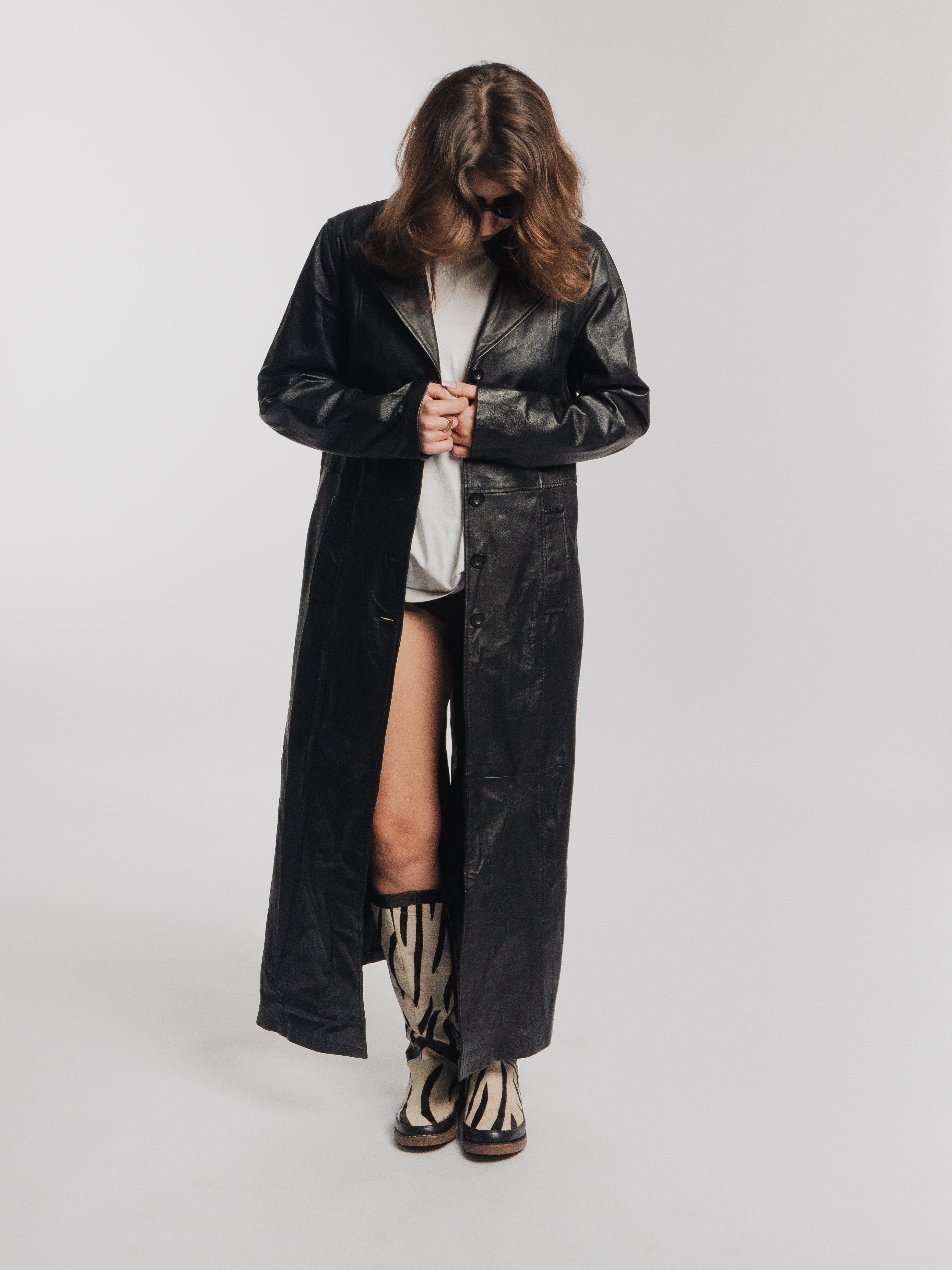Black Leather Long Coat