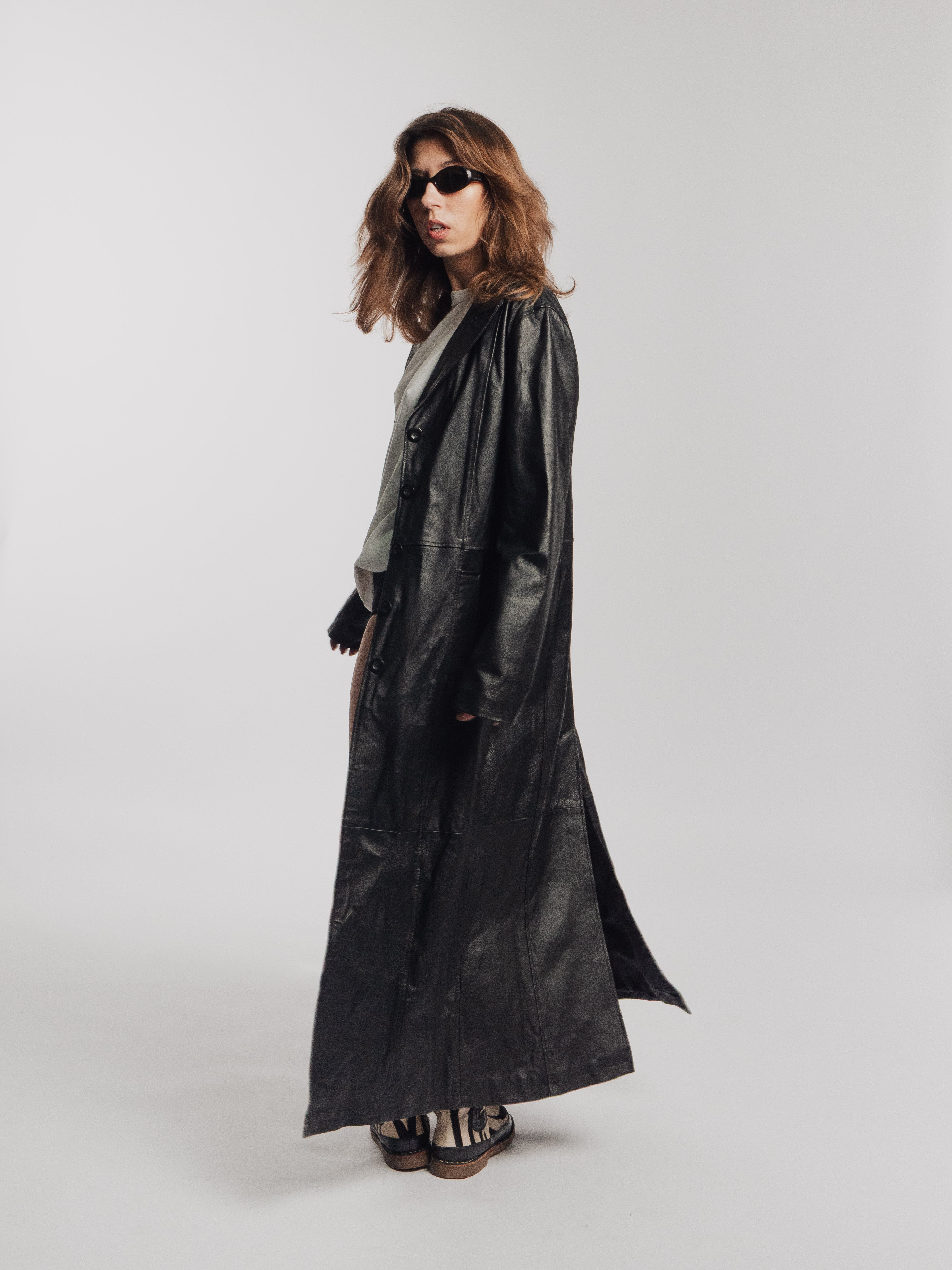 Black Leather Long Coat