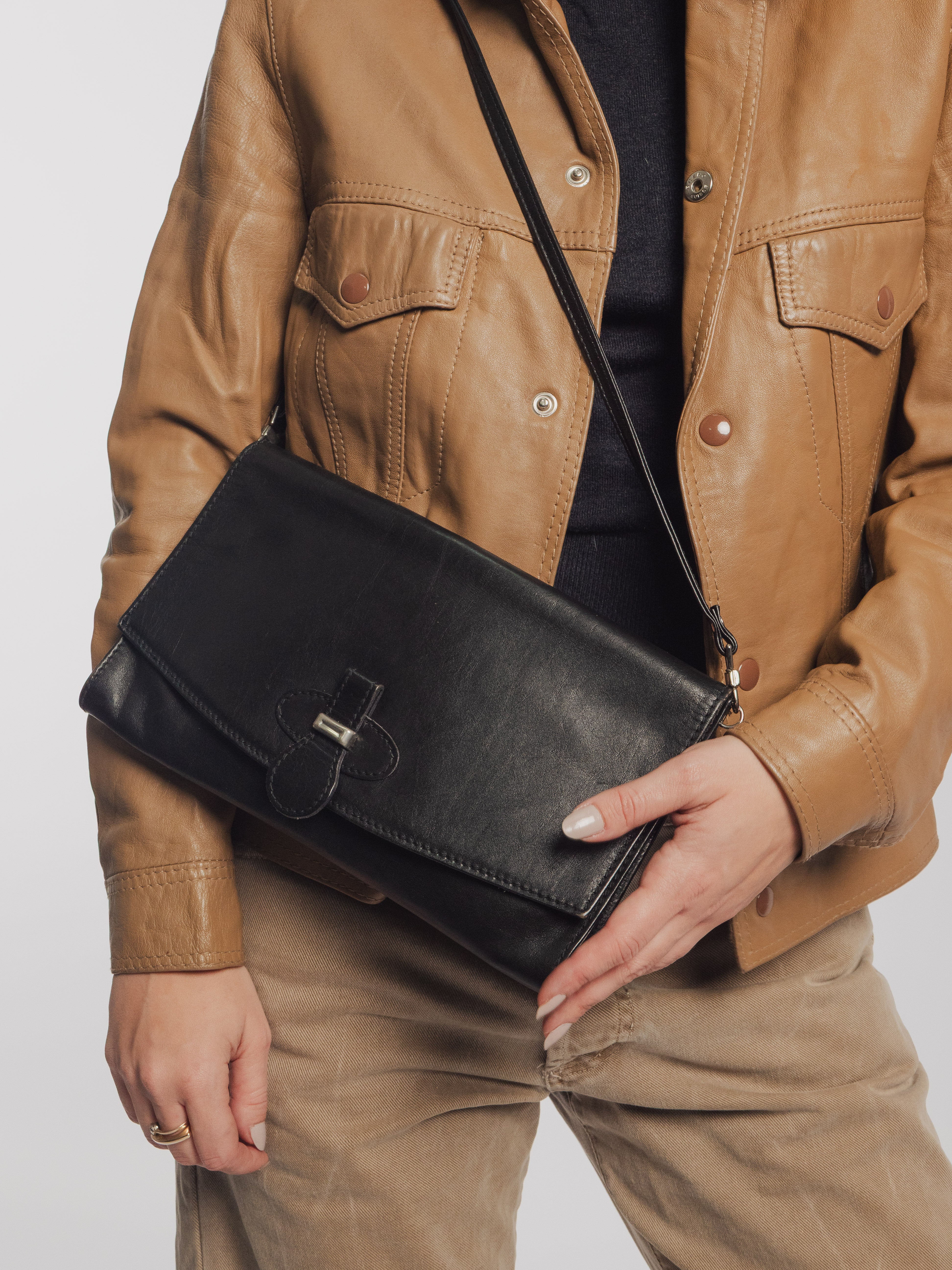 Casual Black Leather Bag