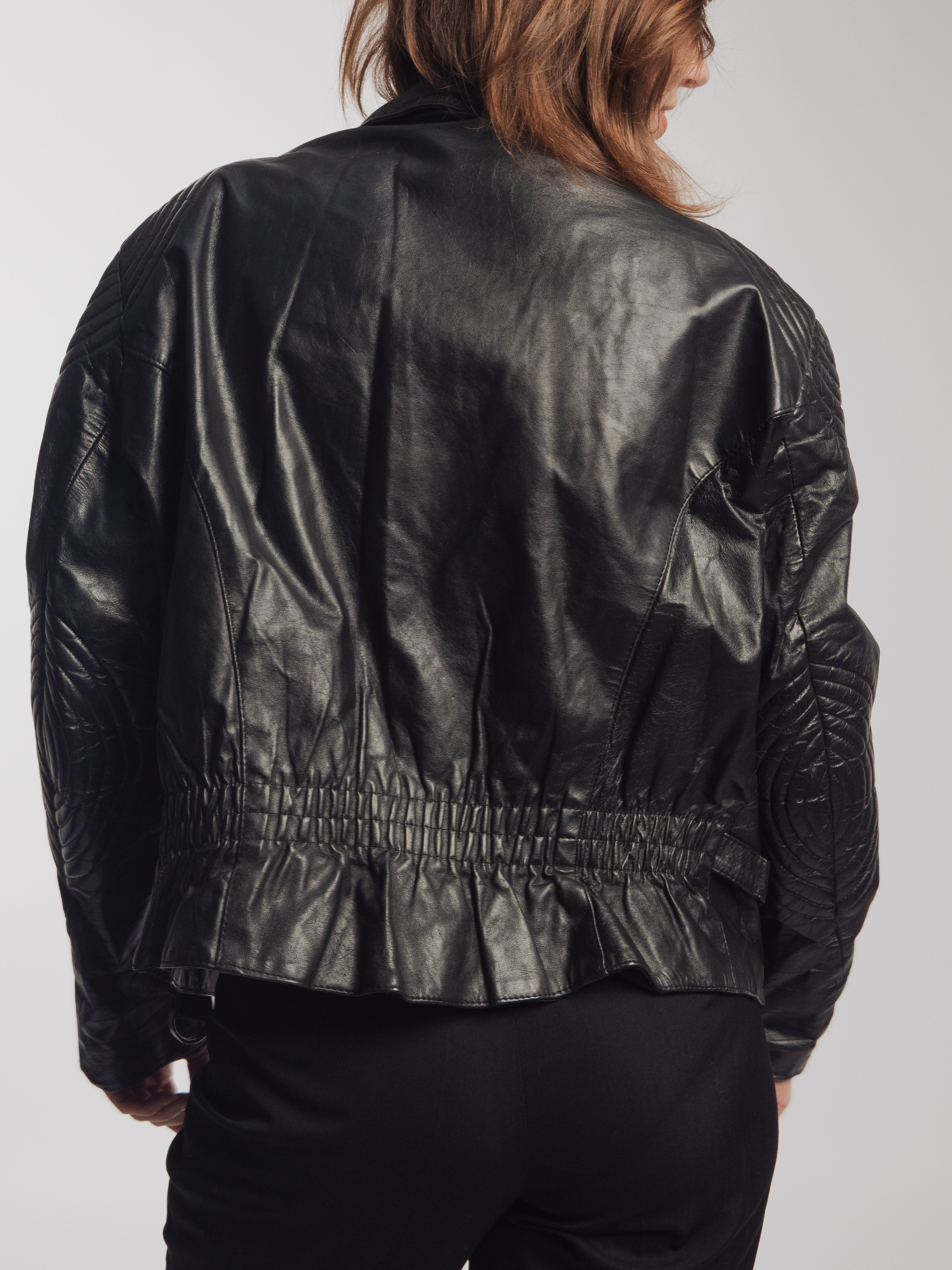 Chunky Black Leather Biker Jacket