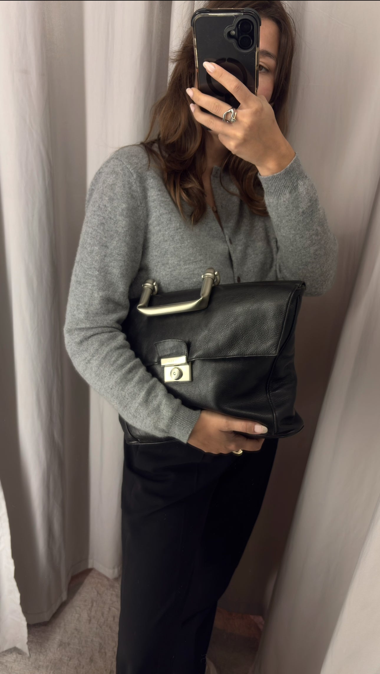 Vintage Leather Briefcase Bag – Minimalist, Elegant & Edgy Style