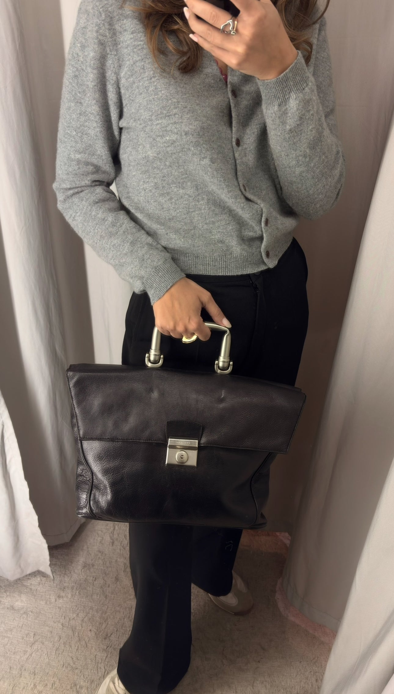 Vintage Leather Briefcase Bag – Minimalist, Elegant & Edgy Style