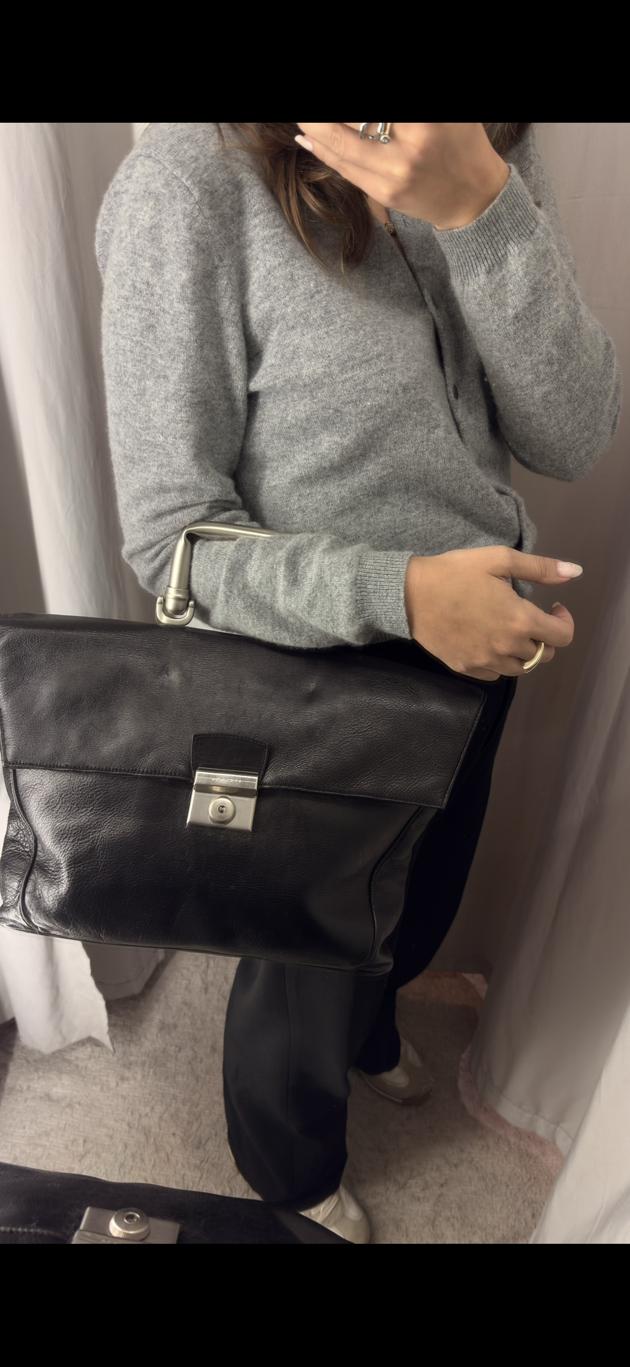 Vintage Leather Briefcase Bag – Minimalist, Elegant & Edgy Style