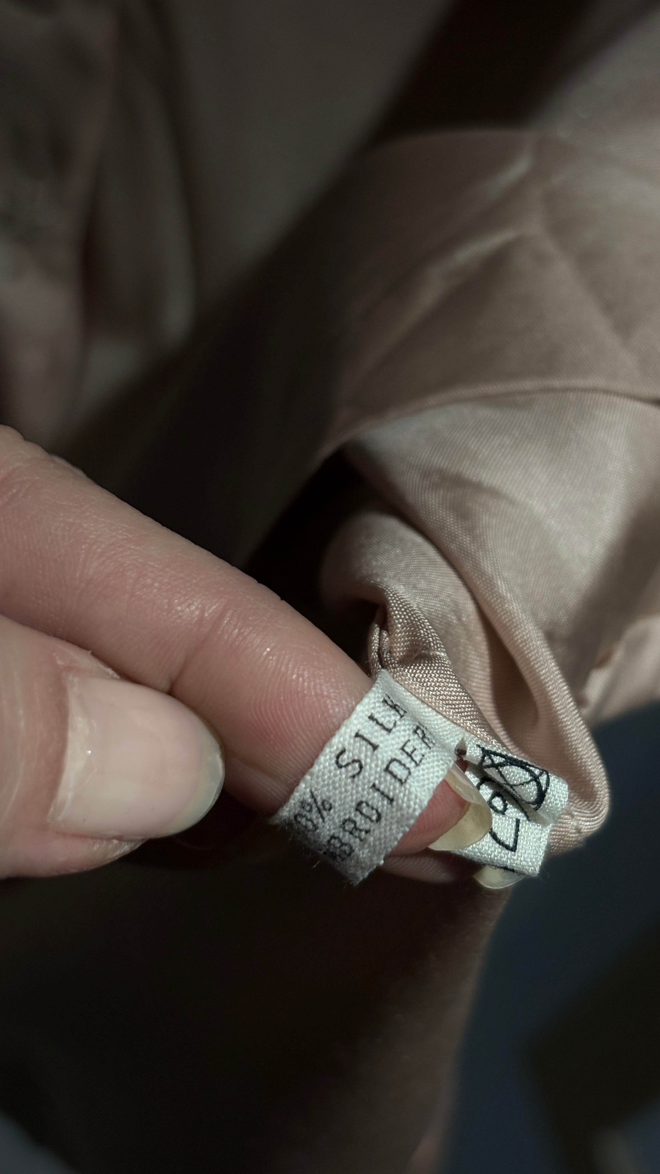 Vintage embroidered pink 100% silk blouse