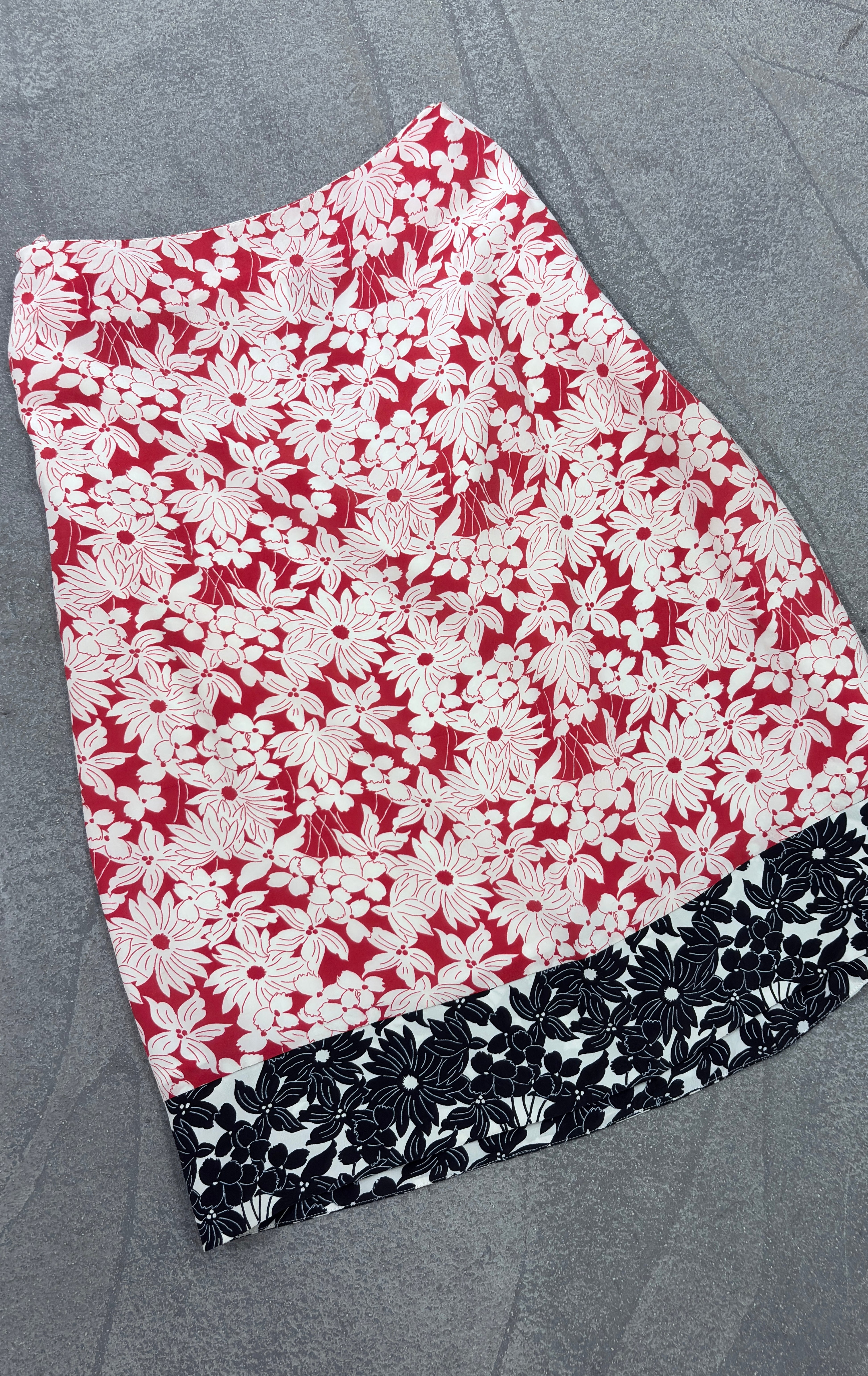Silk flower midi skirt