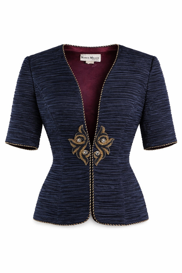 Karen Miller structured navy blue top