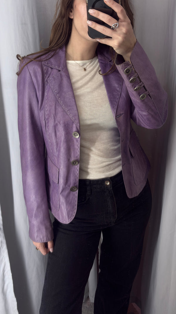 Lilac sheepskin blazer jacket