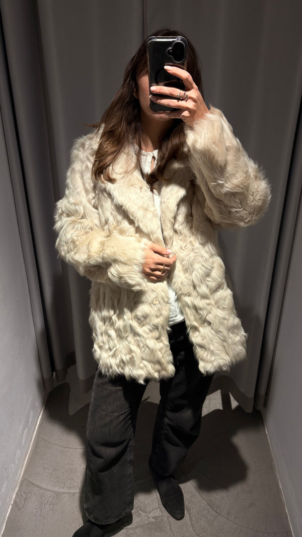 Very soft ivory fur jacket