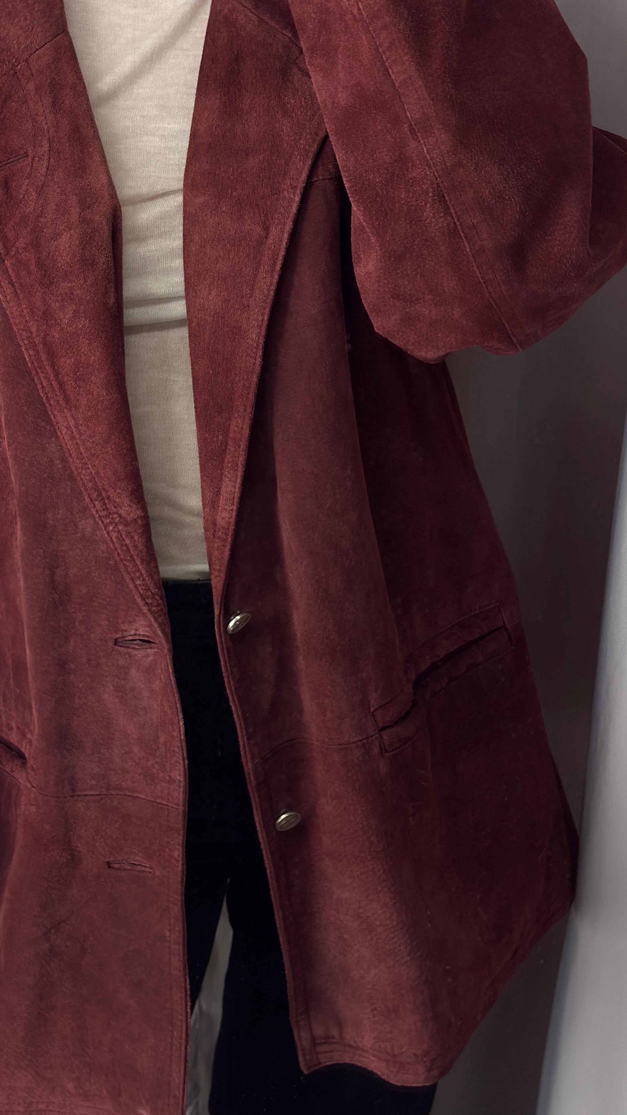 Vintage burgundy natural suede jacket