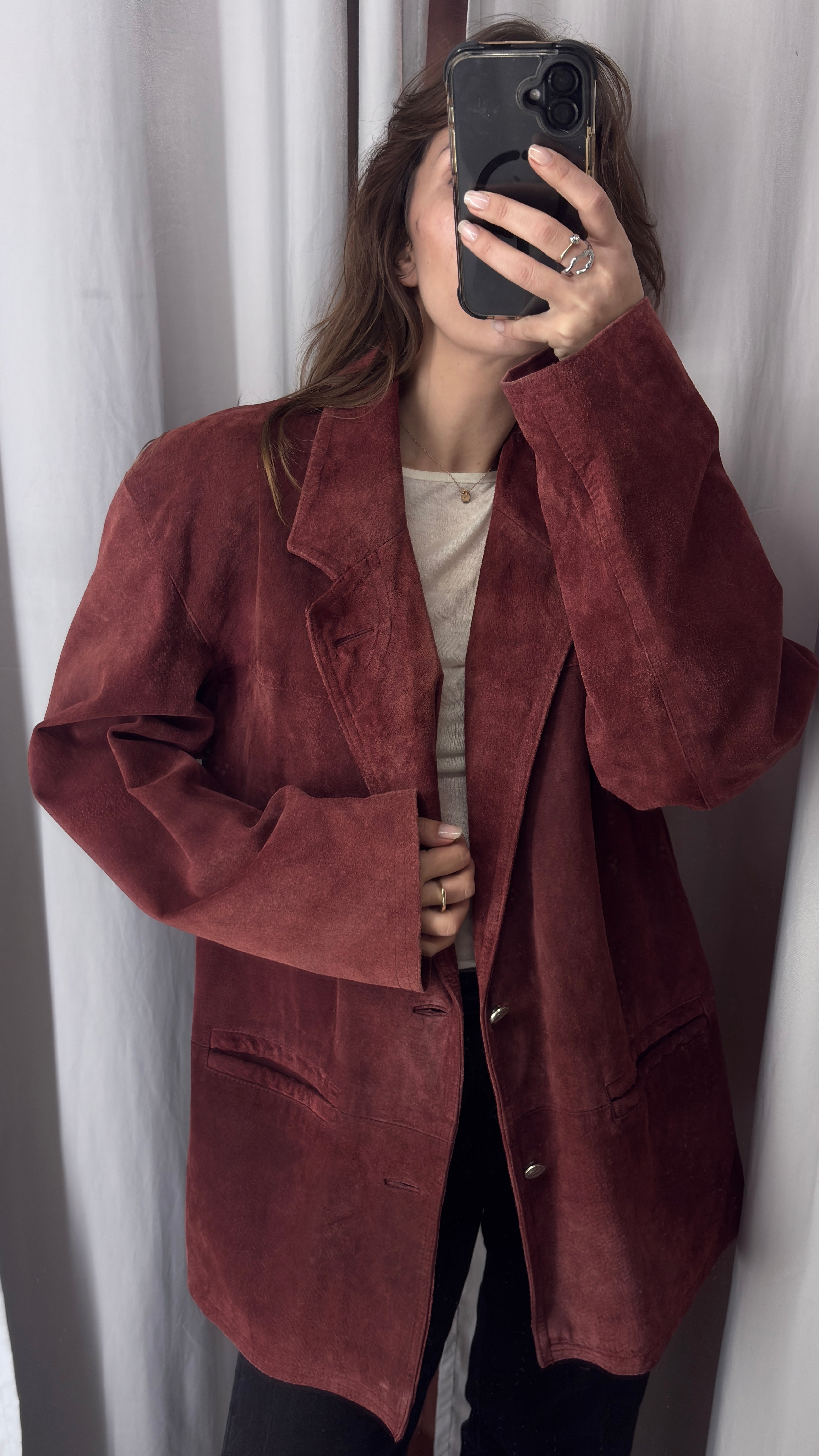 Vintage burgundy natural suede jacket