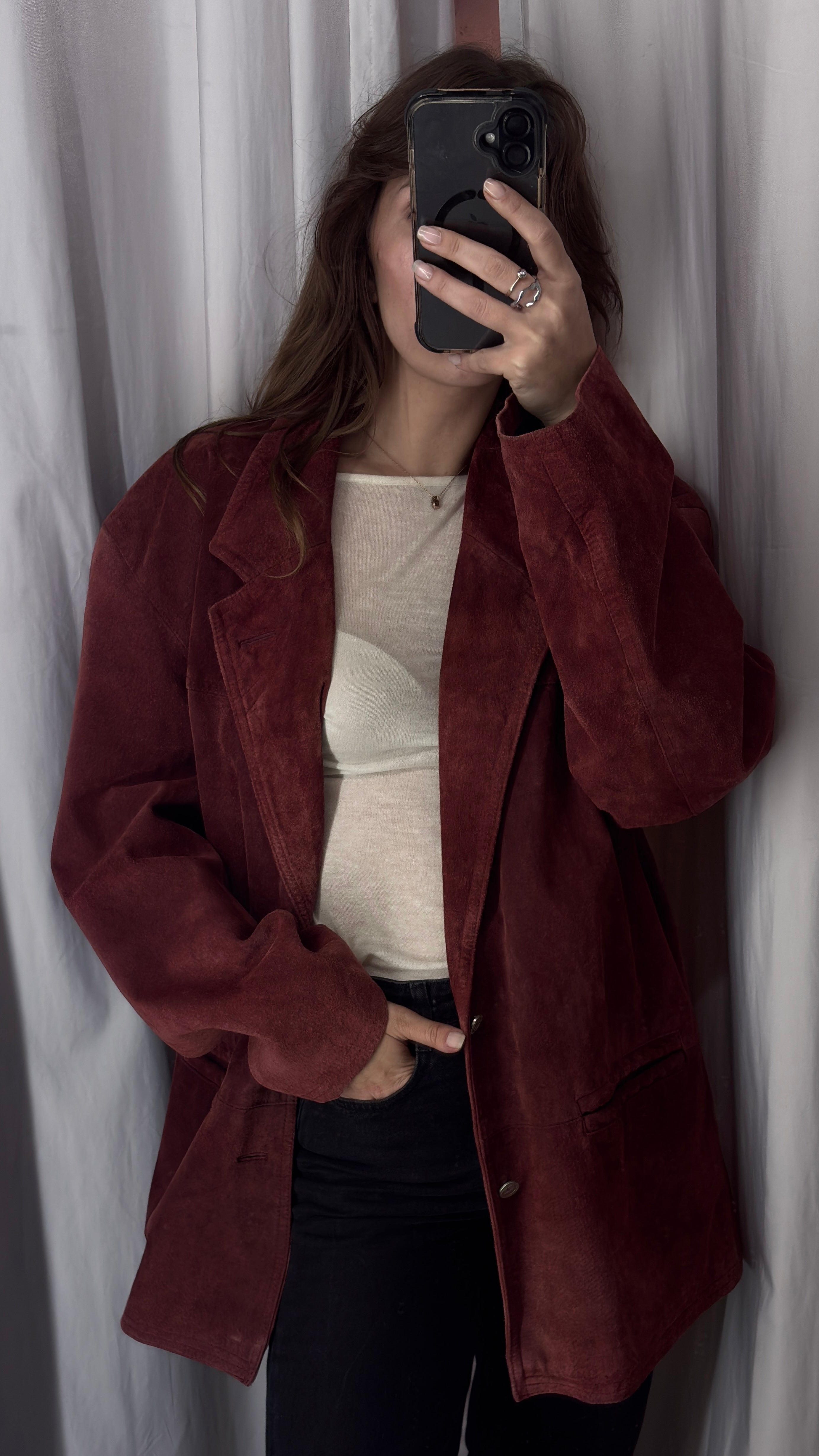 Vintage burgundy natural suede jacket