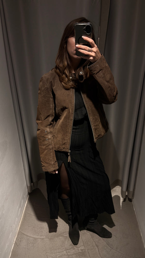 Oversized brown natural suede jacket by Gipsy.