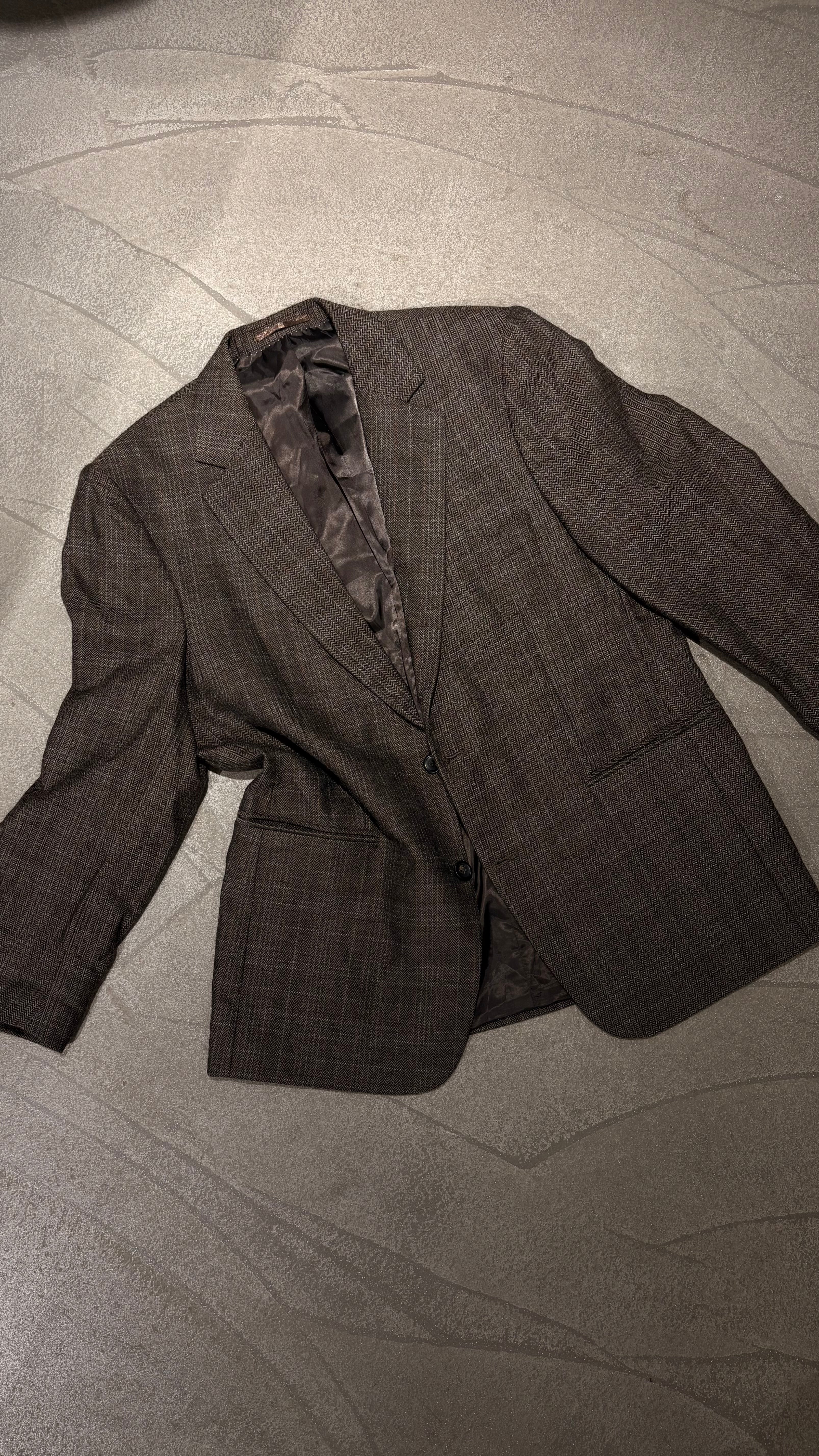 Vintage oversized blazer in a taupe–grey beige tone, made with 50% wool