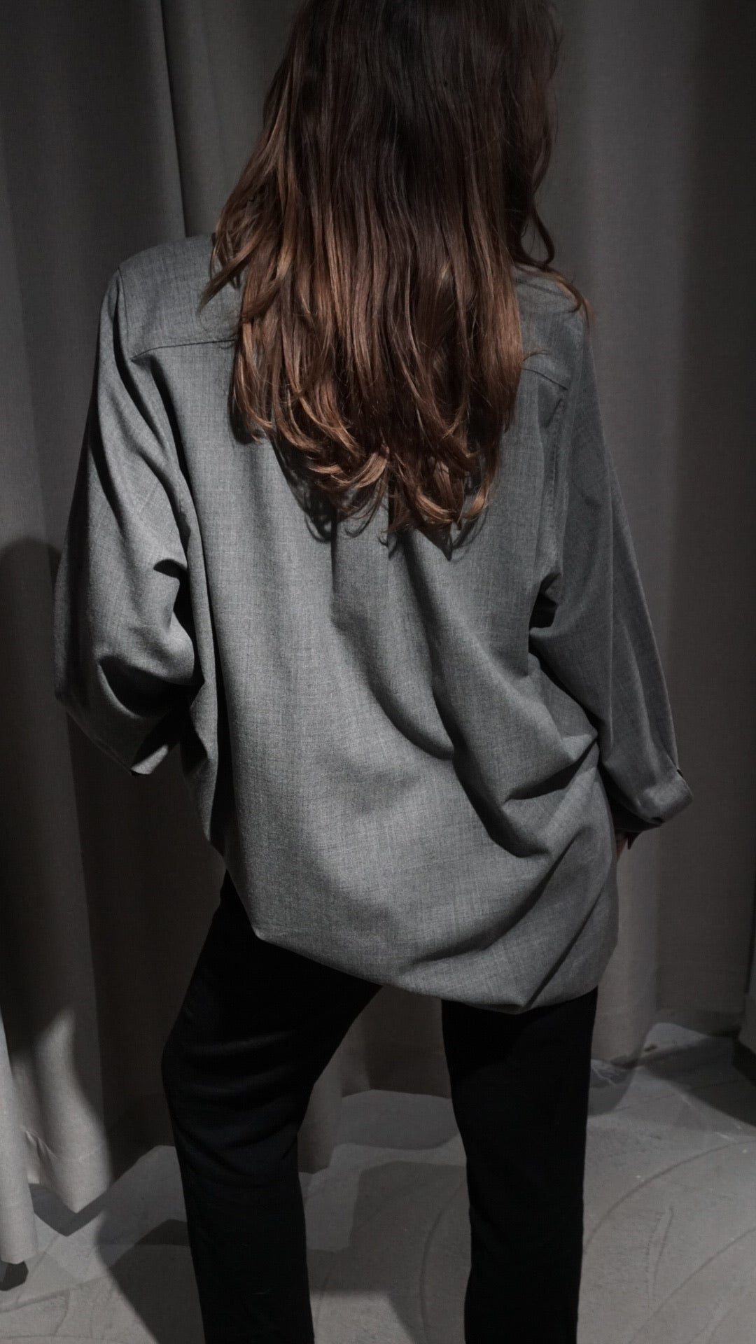 Oversize grey wool shirt