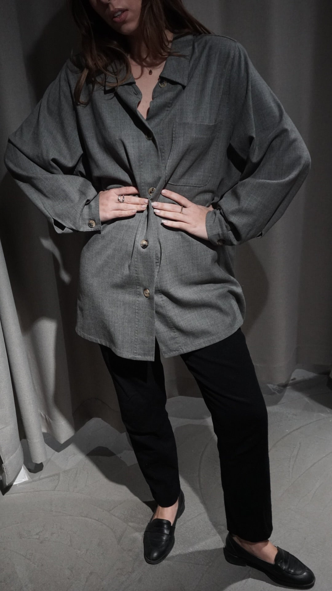 Oversize grey wool shirt