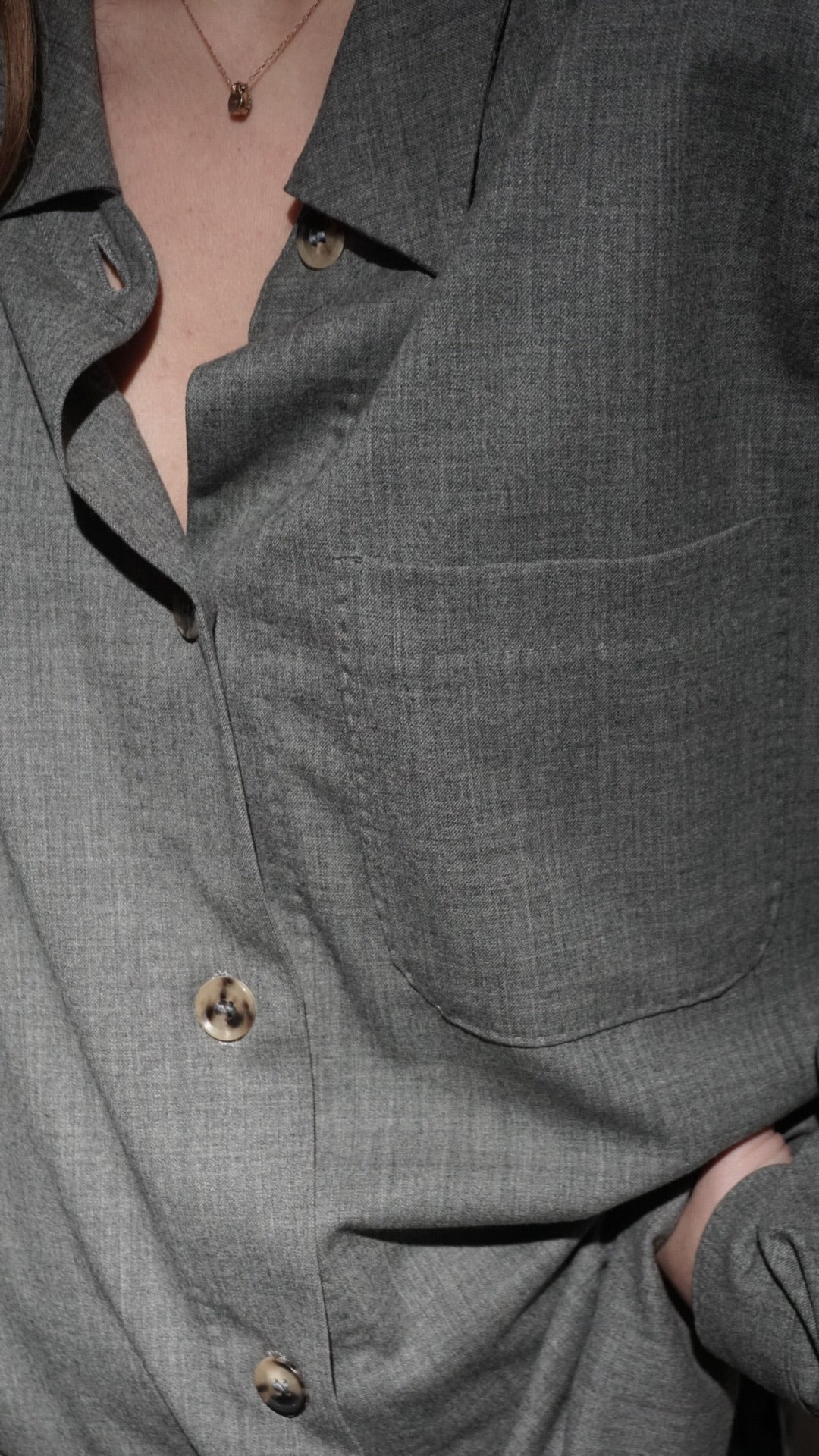 Oversize grey wool shirt