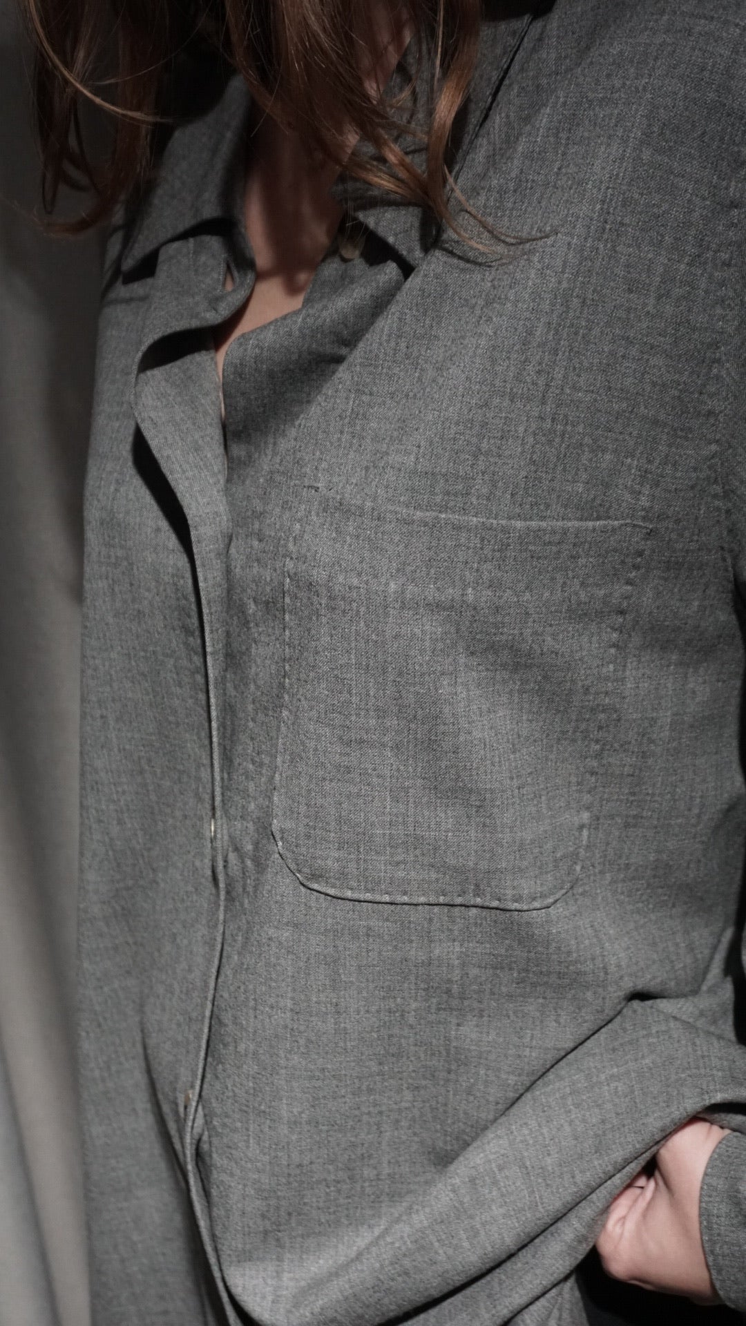 Oversize grey wool shirt
