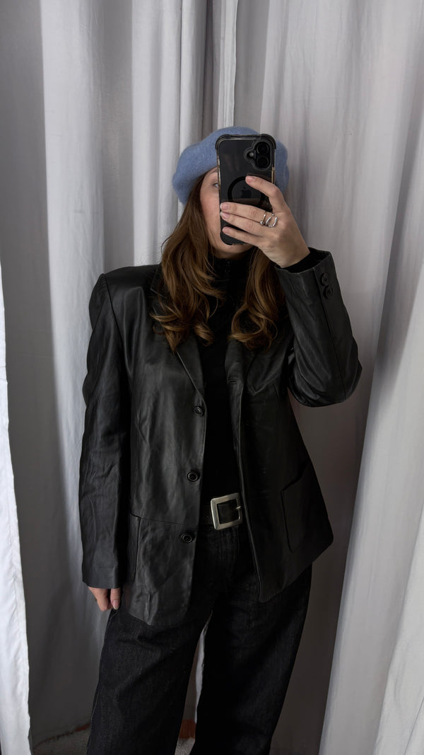 Vintage black blazer in slightly oversized sheepskin