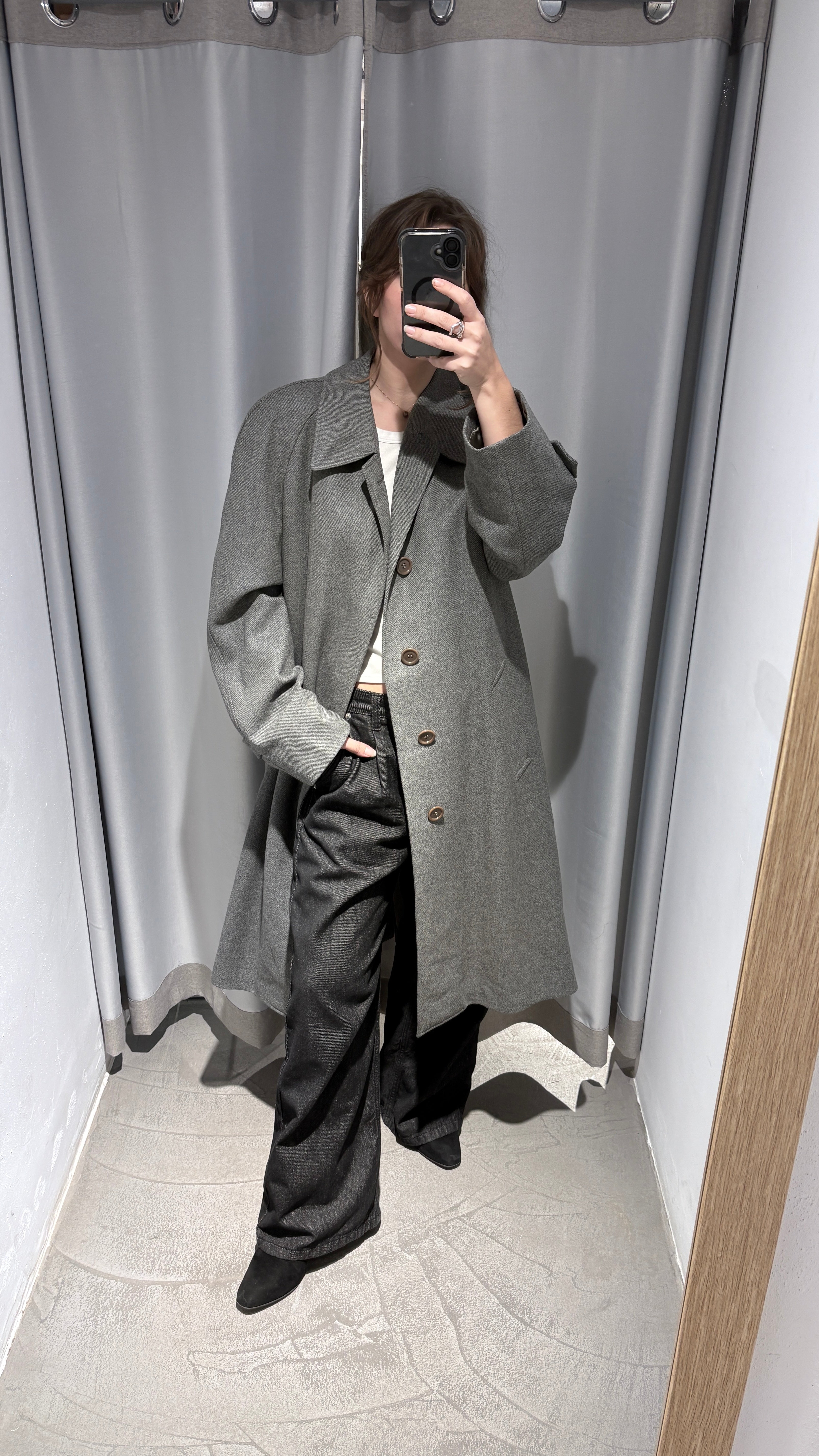Vintage grey wool long coat