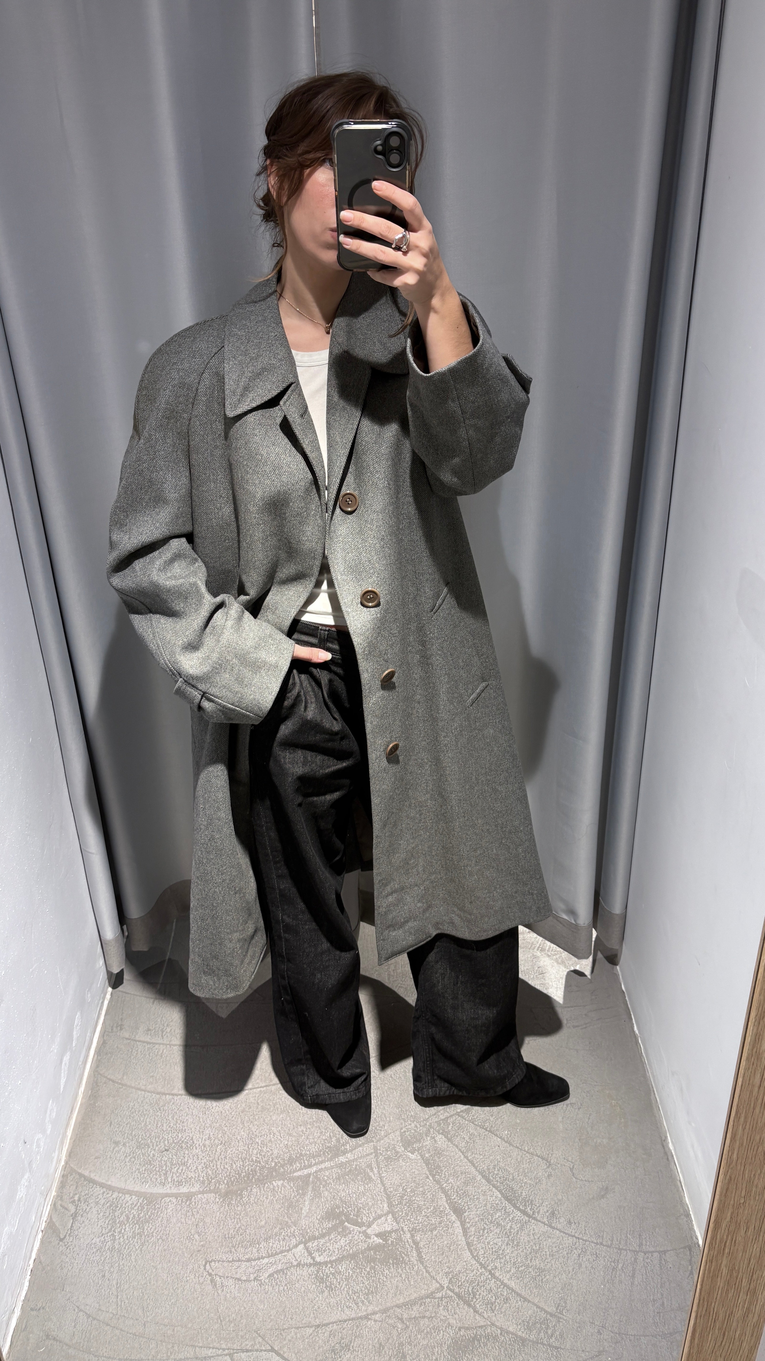 Vintage grey wool long coat