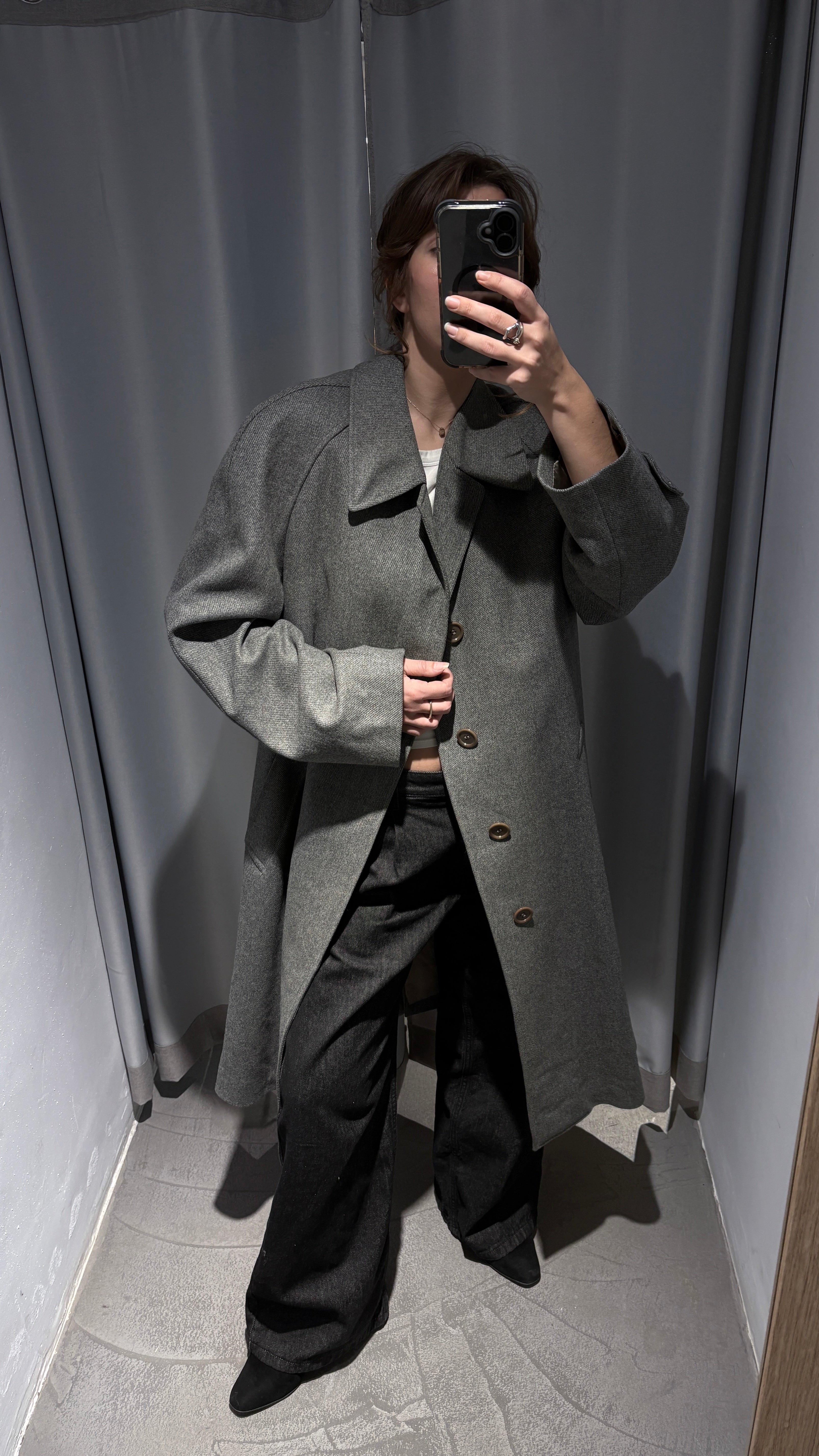 Vintage grey wool long coat
