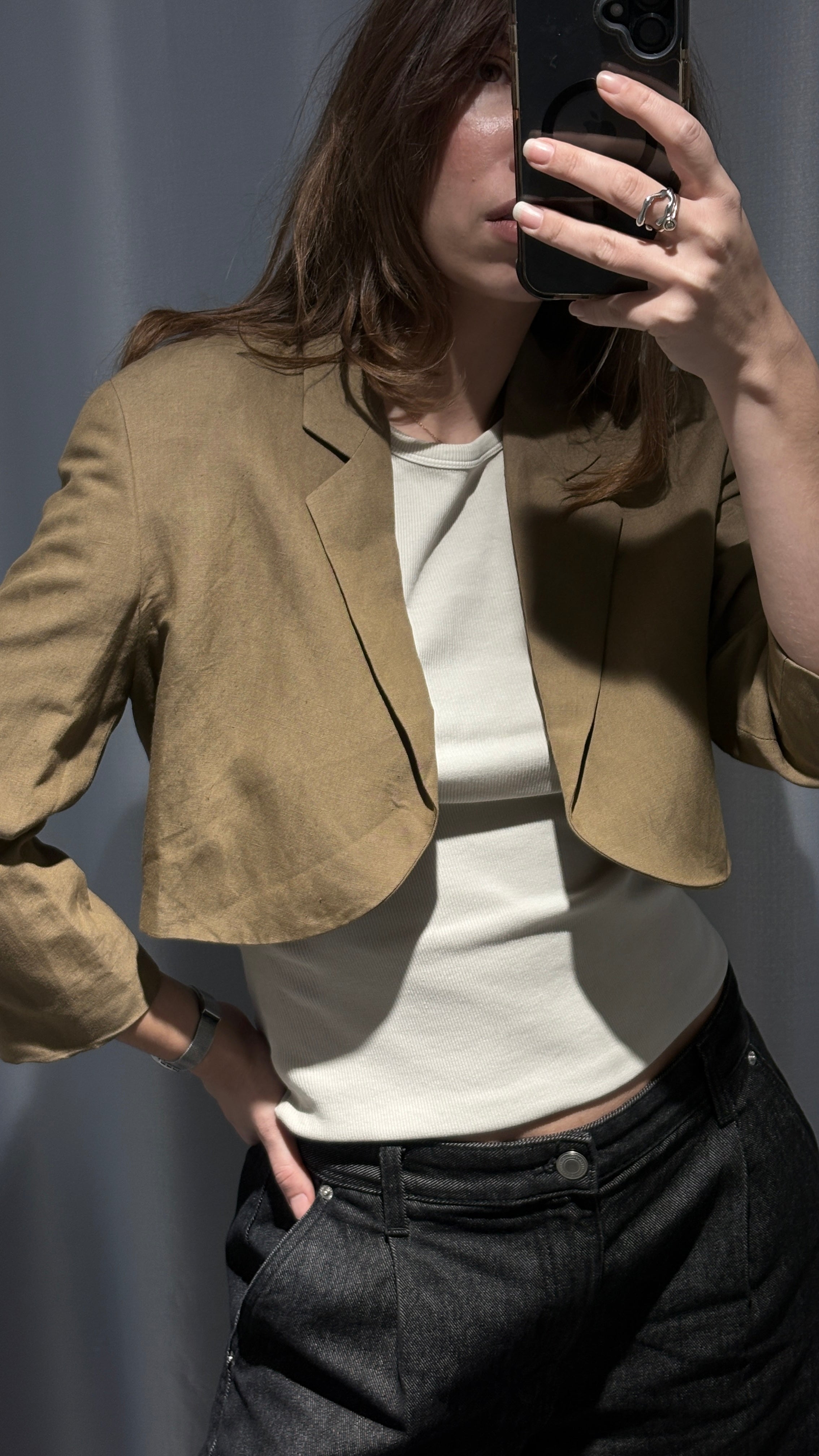 Vintage linen cropped blazer