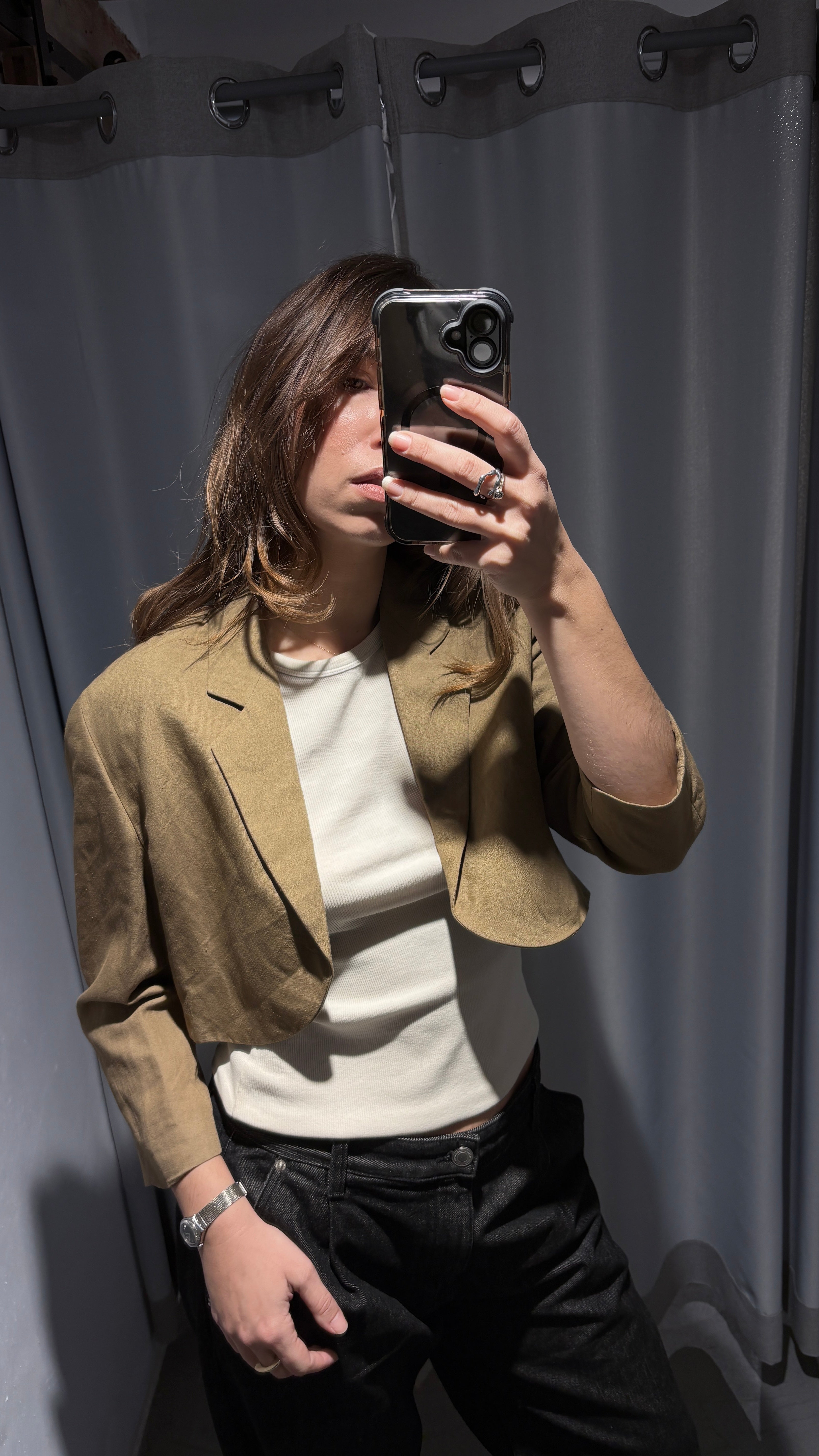 Vintage linen cropped blazer