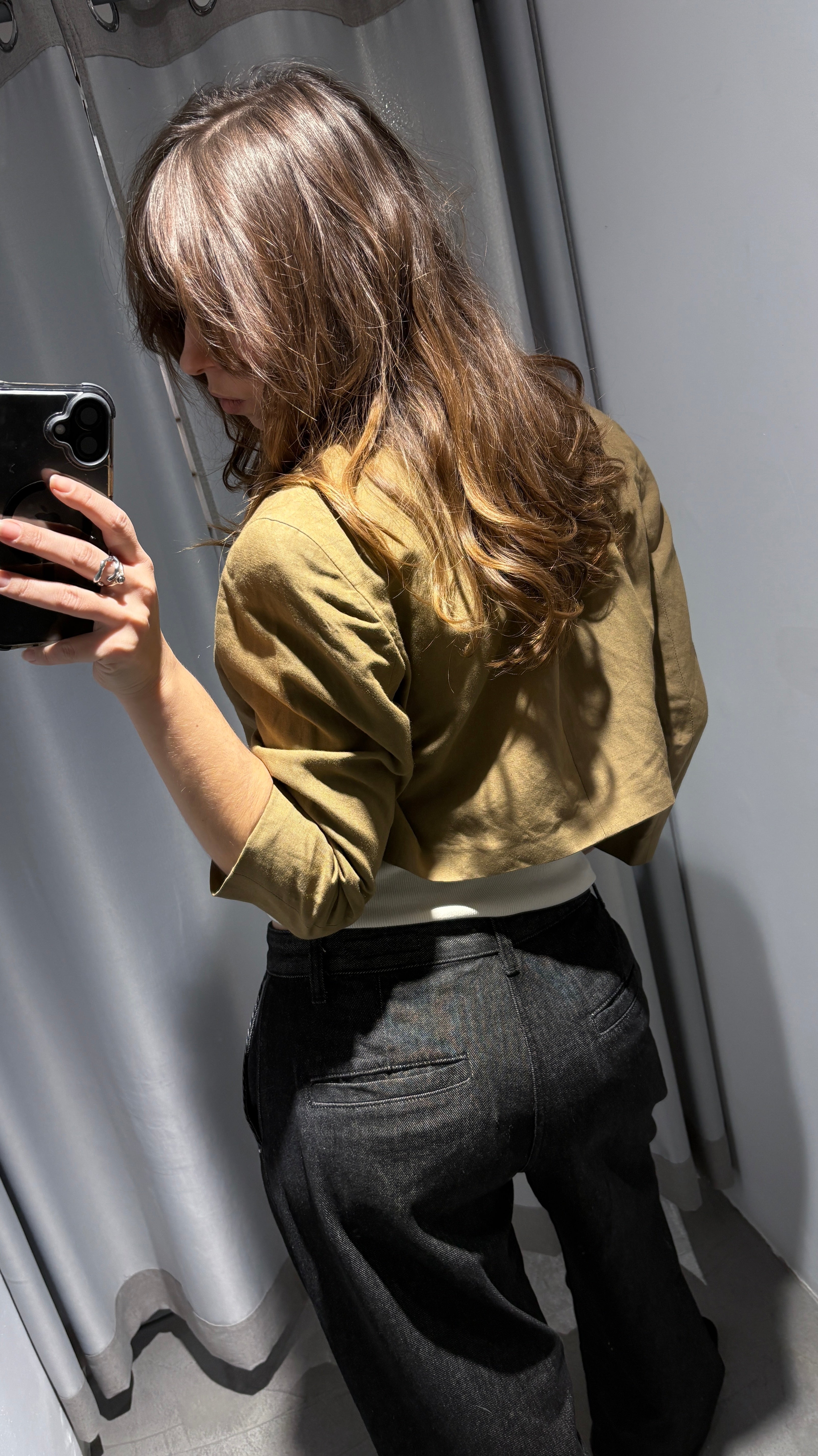 Vintage linen cropped blazer