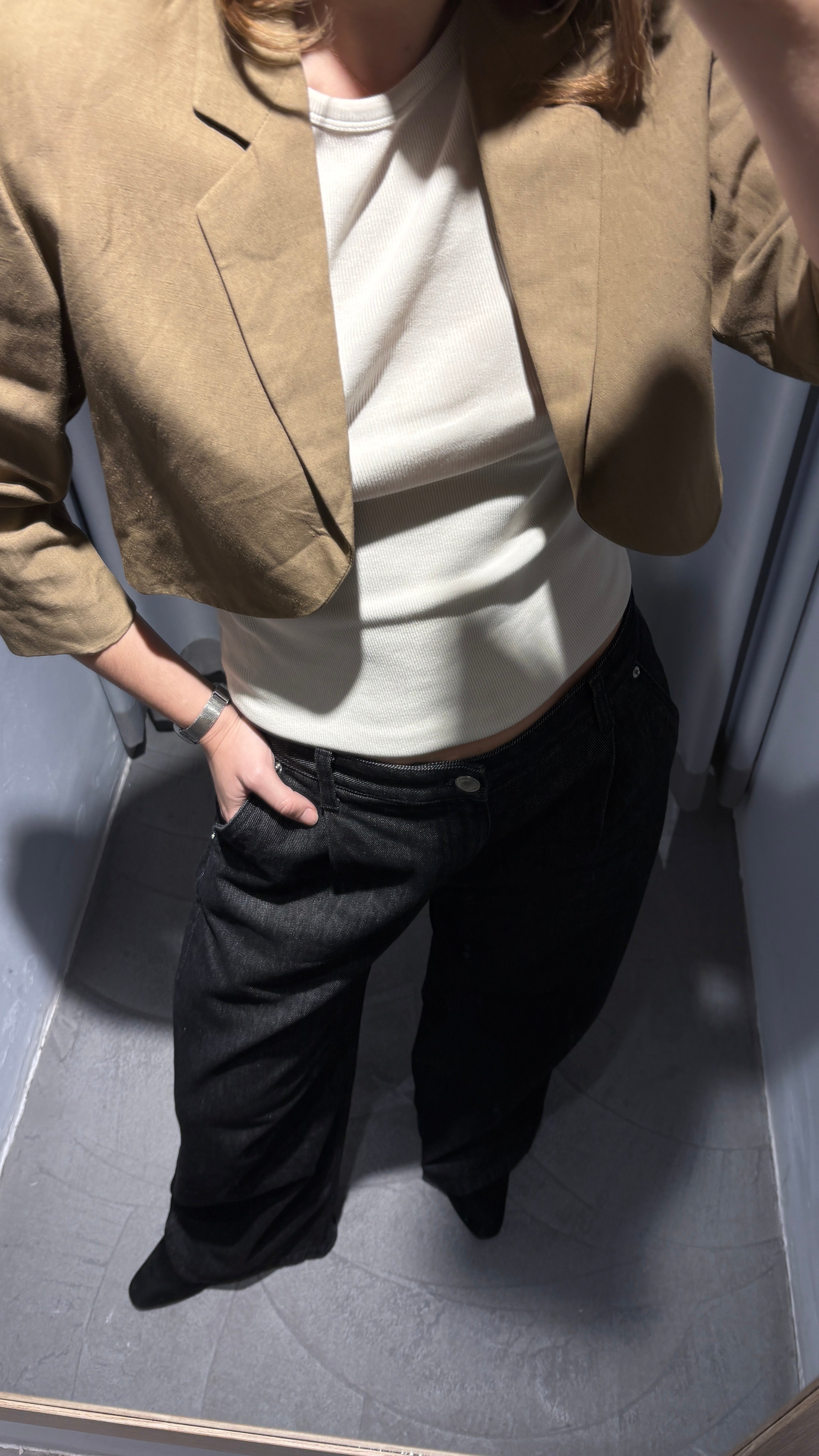 Vintage linen cropped blazer