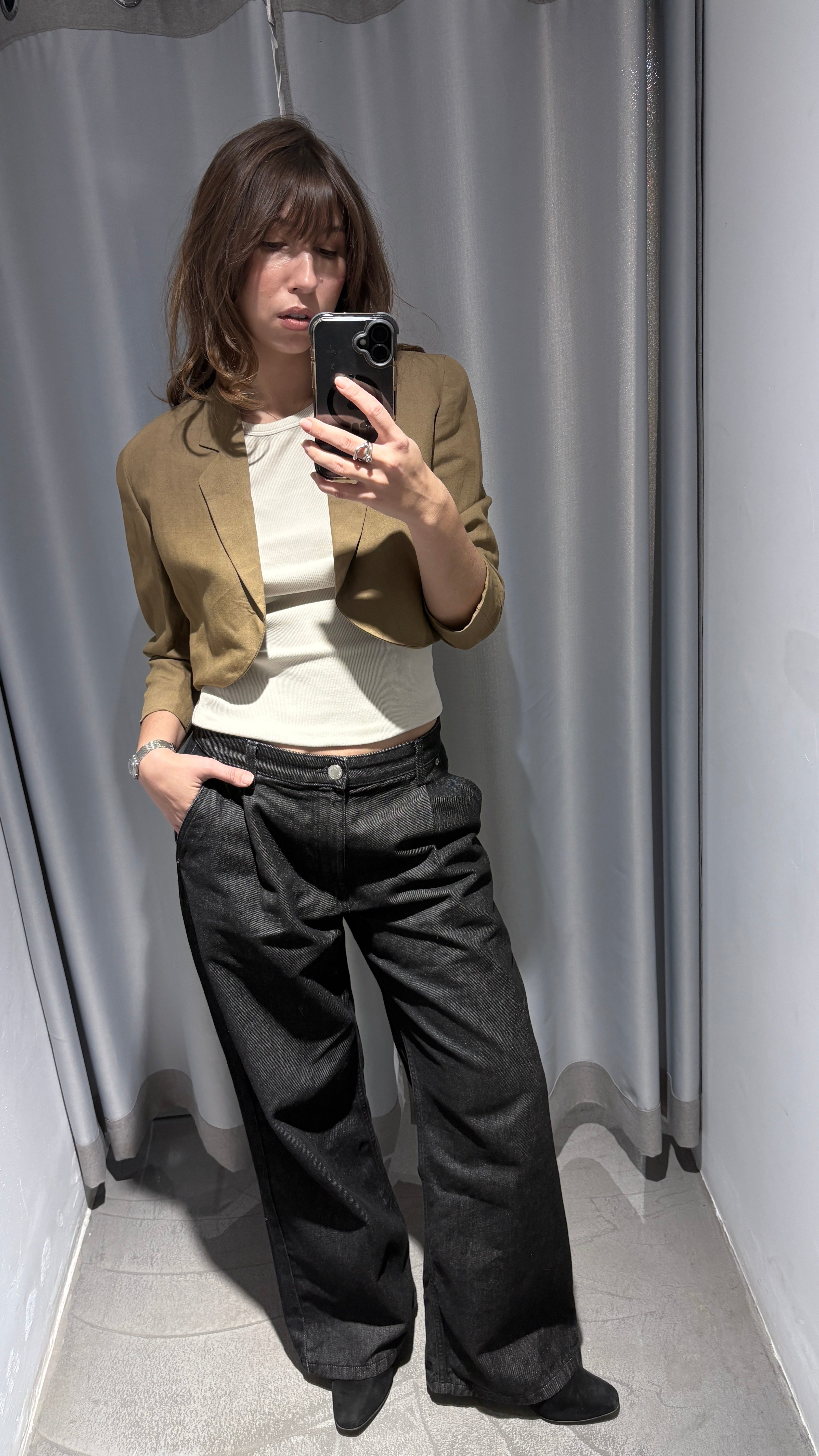 Vintage linen cropped blazer