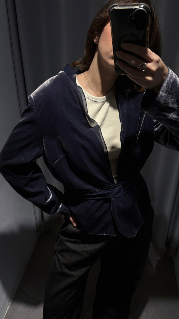 Loose velvet overshirt blouse