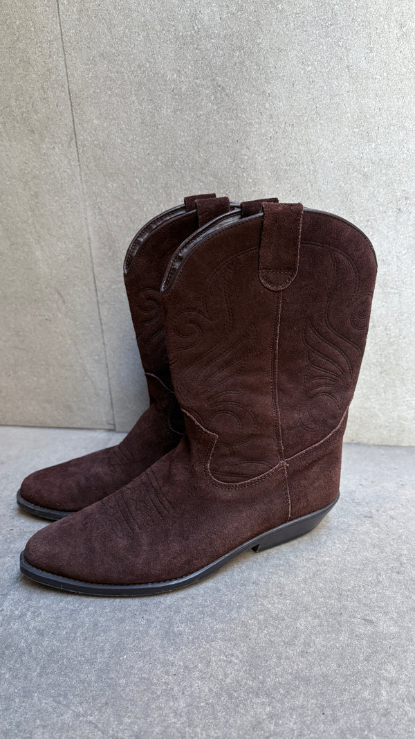 Suede cowboy boots