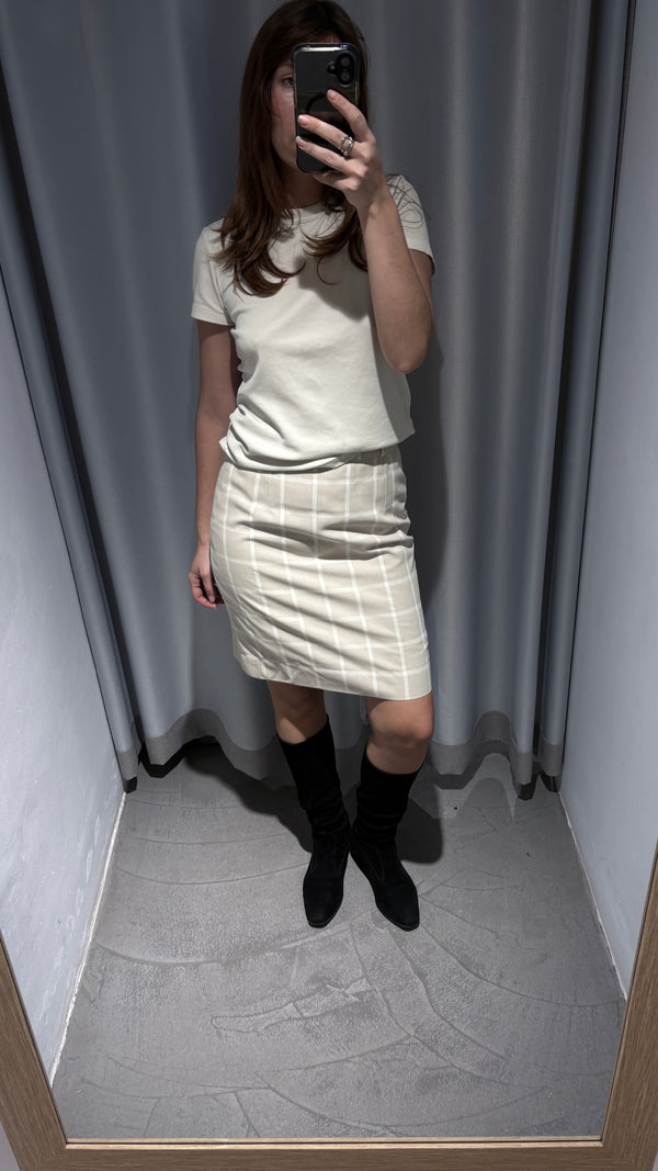 Checkered cotton midi skirt