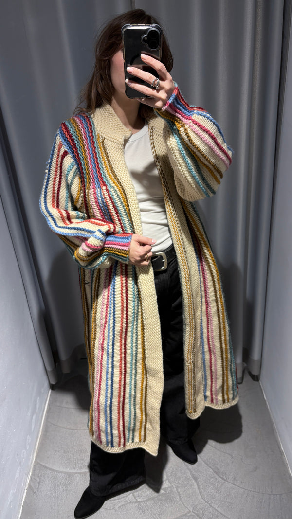 Long handmade wool cardigan