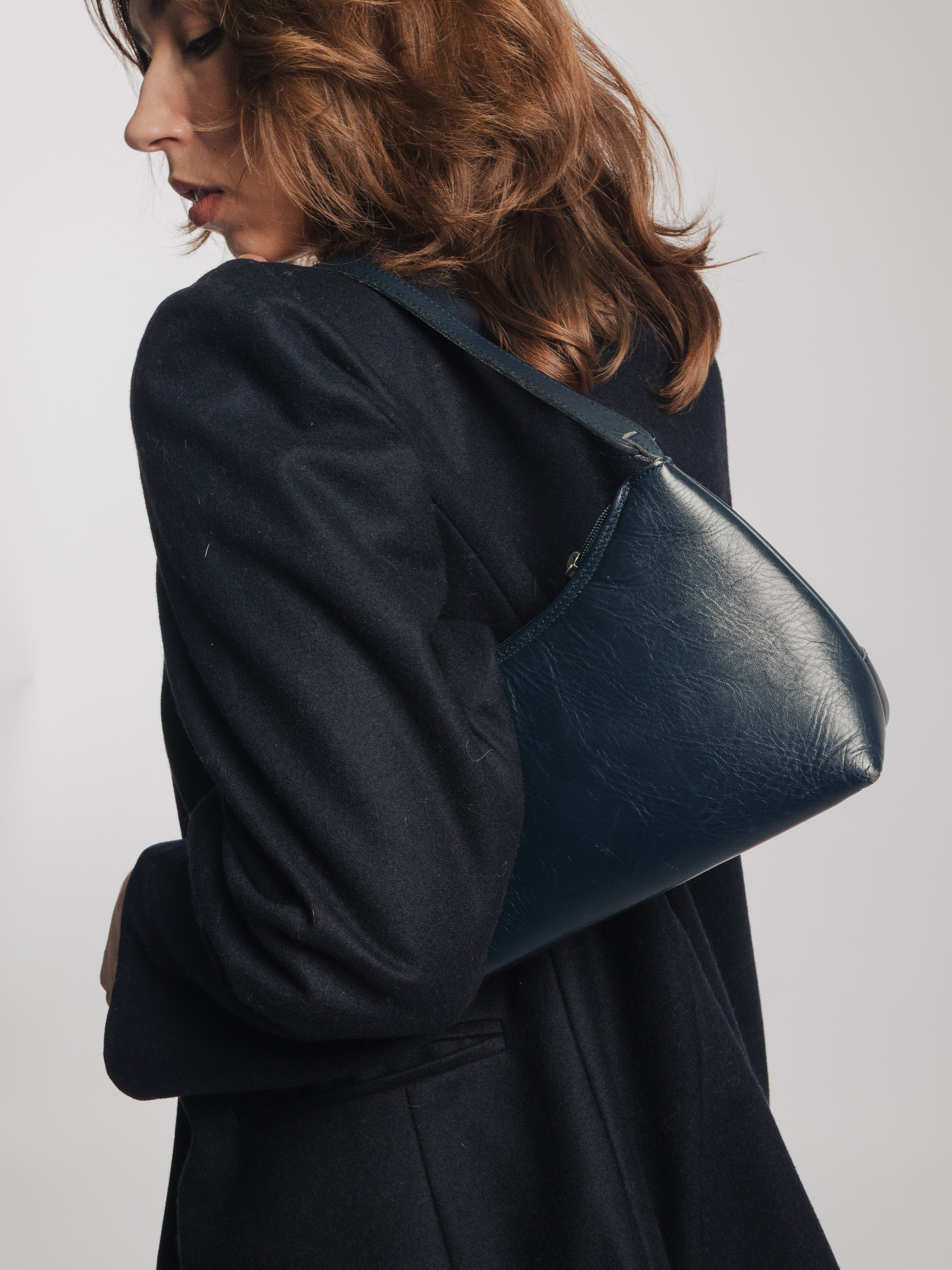 Navy Blue Baguette Bag