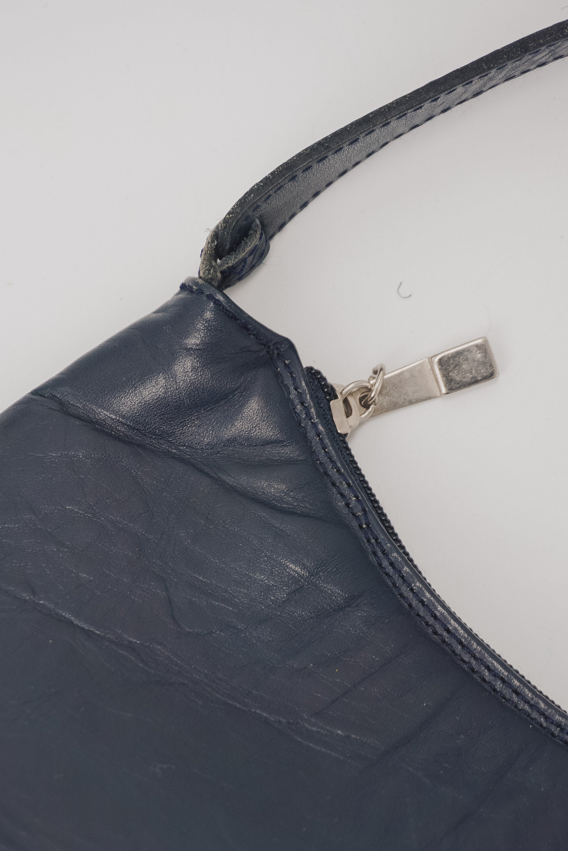 Navy Blue Baguette Bag