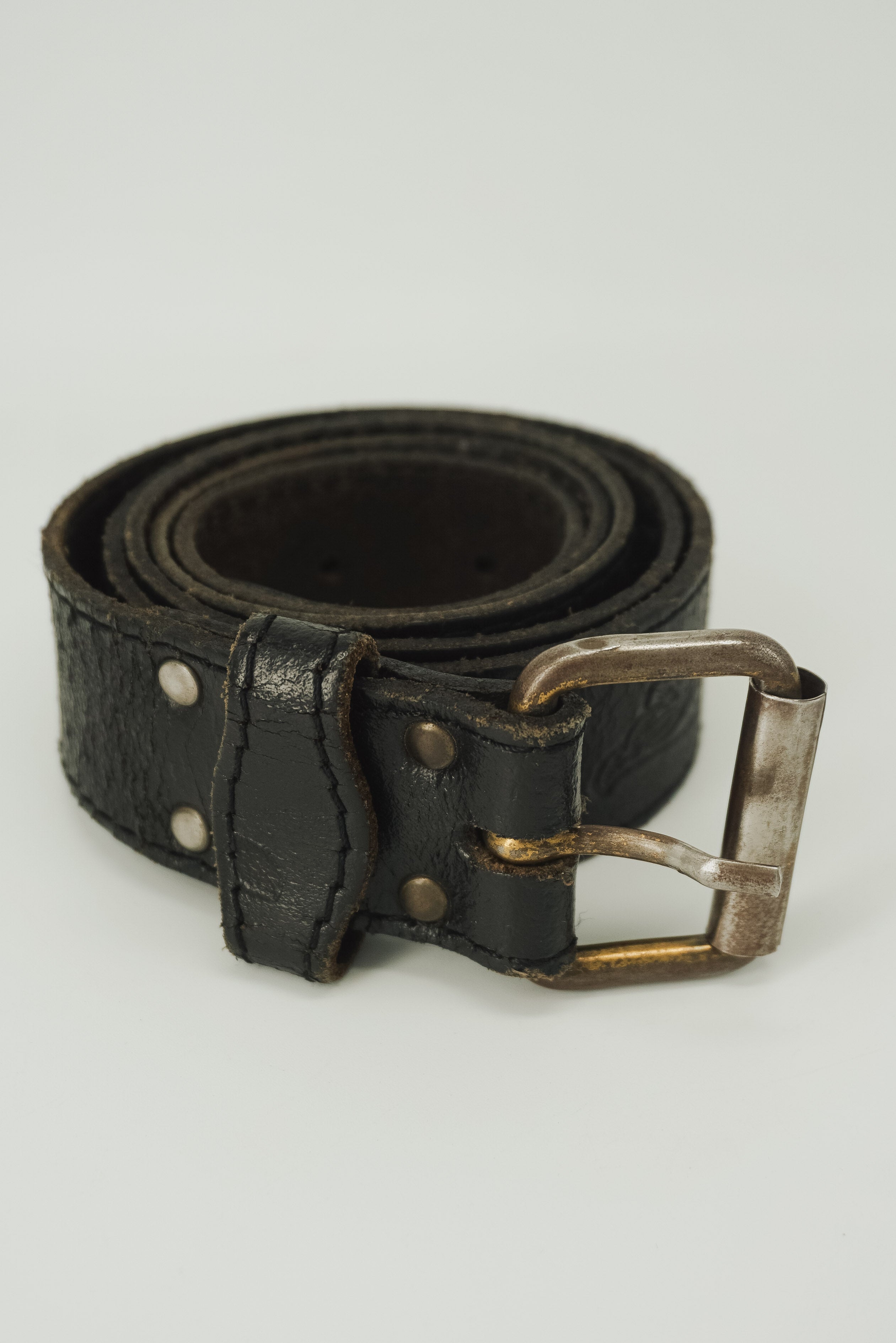 Rustic Black Leather Belt