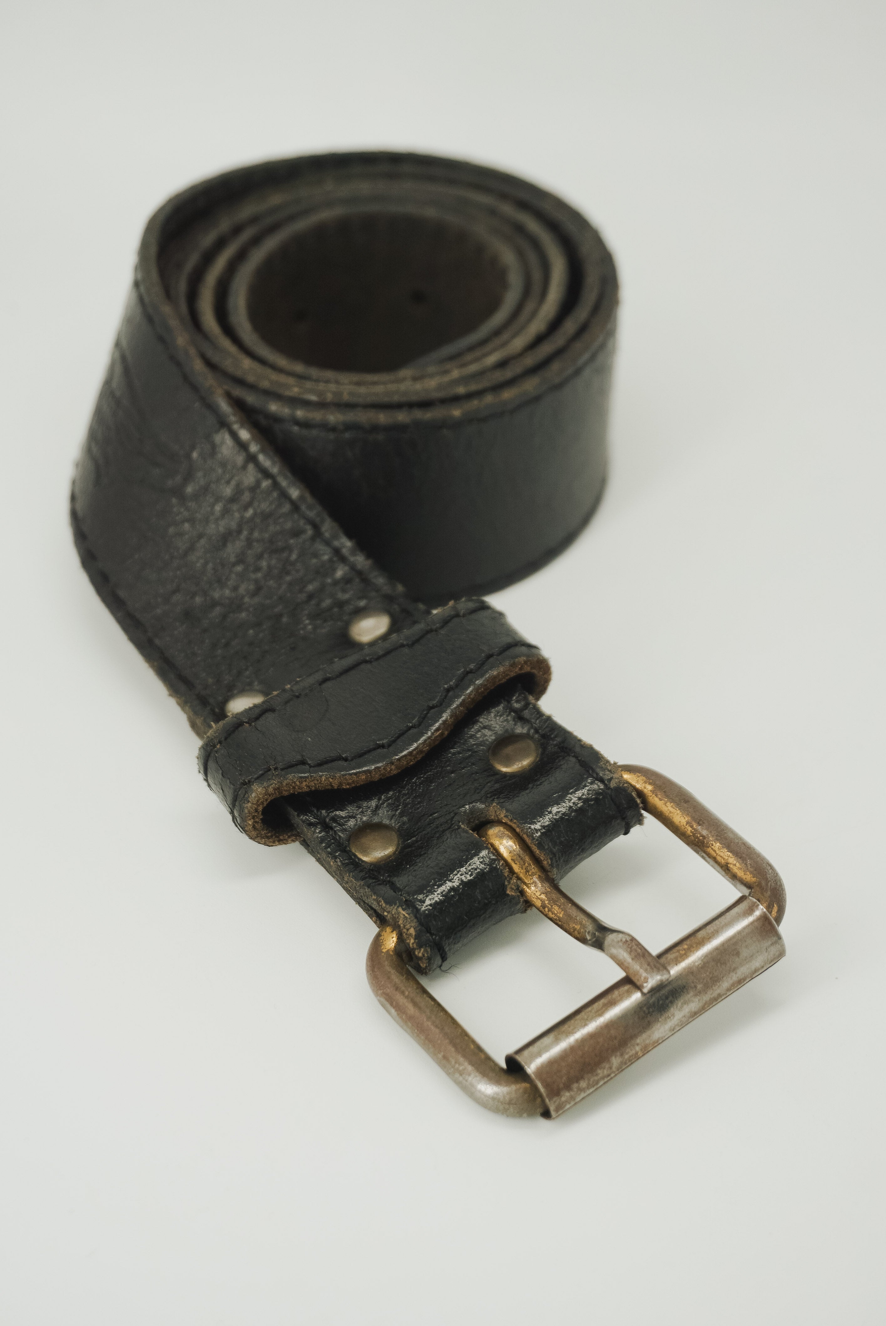 Rustic Black Leather Belt