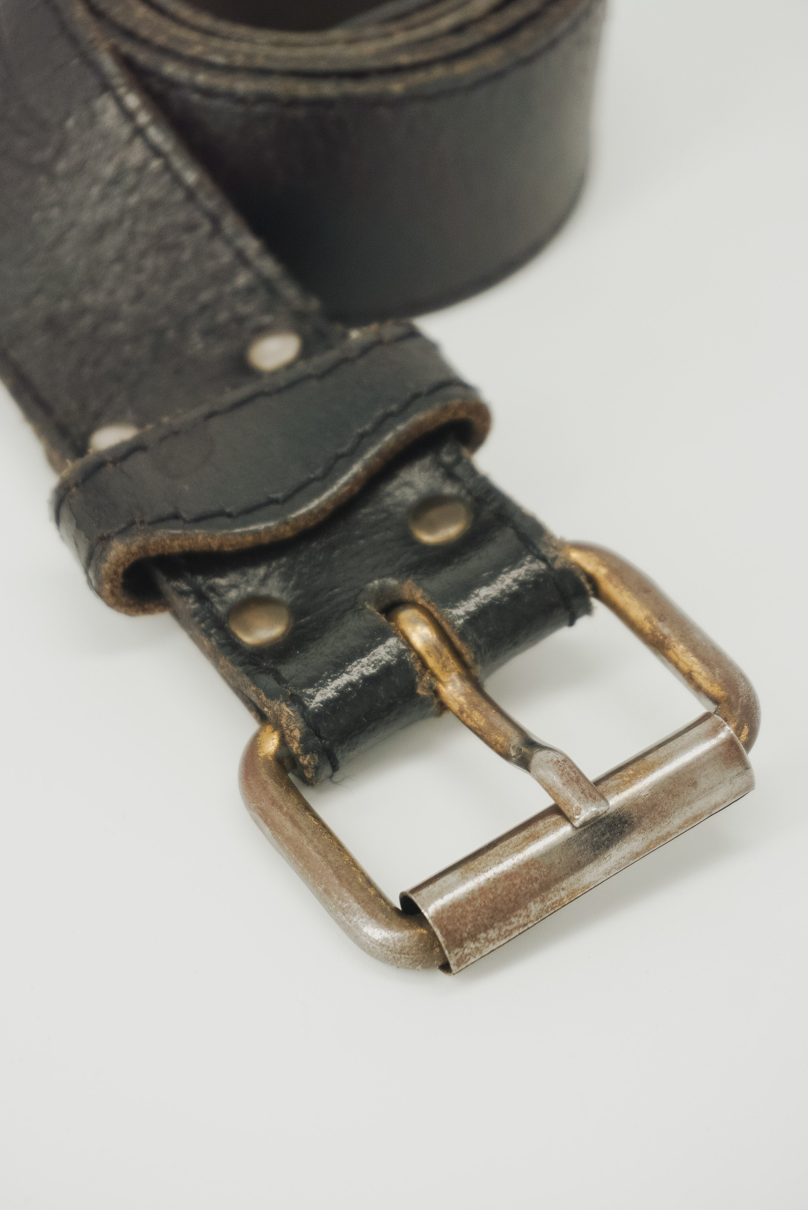 Rustic Black Leather Belt